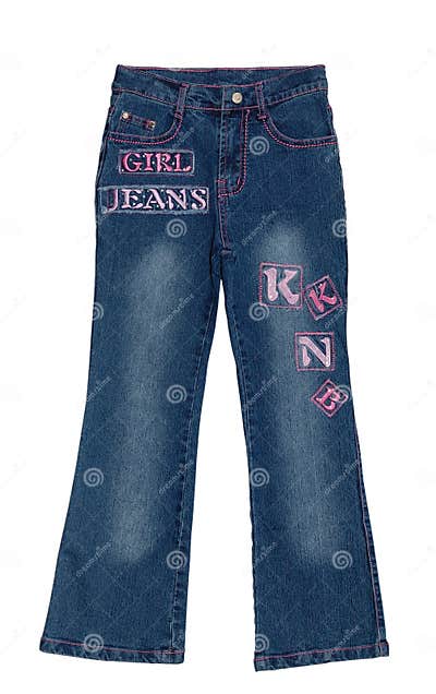 Blue Children Girl Jeans Isolated Stock Image - Image of fashion ...