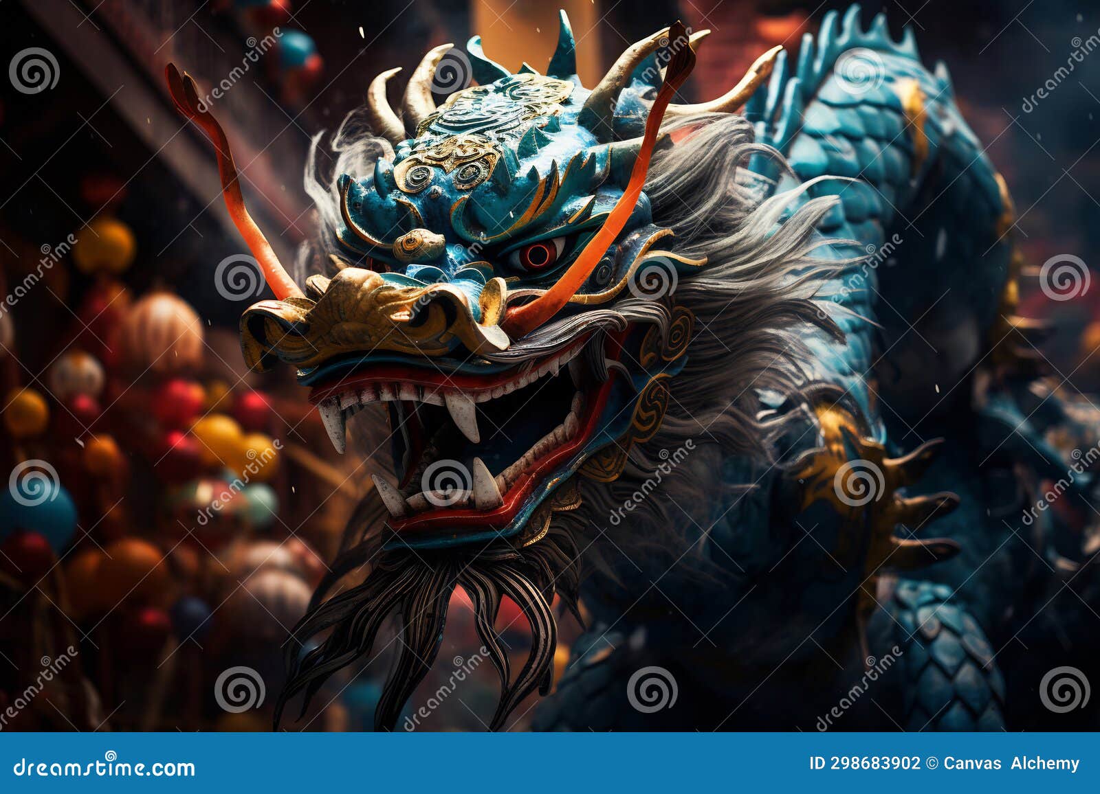 Blue Chinese Dragon Symbol of 2024. Chinese New Year Stock Photo
