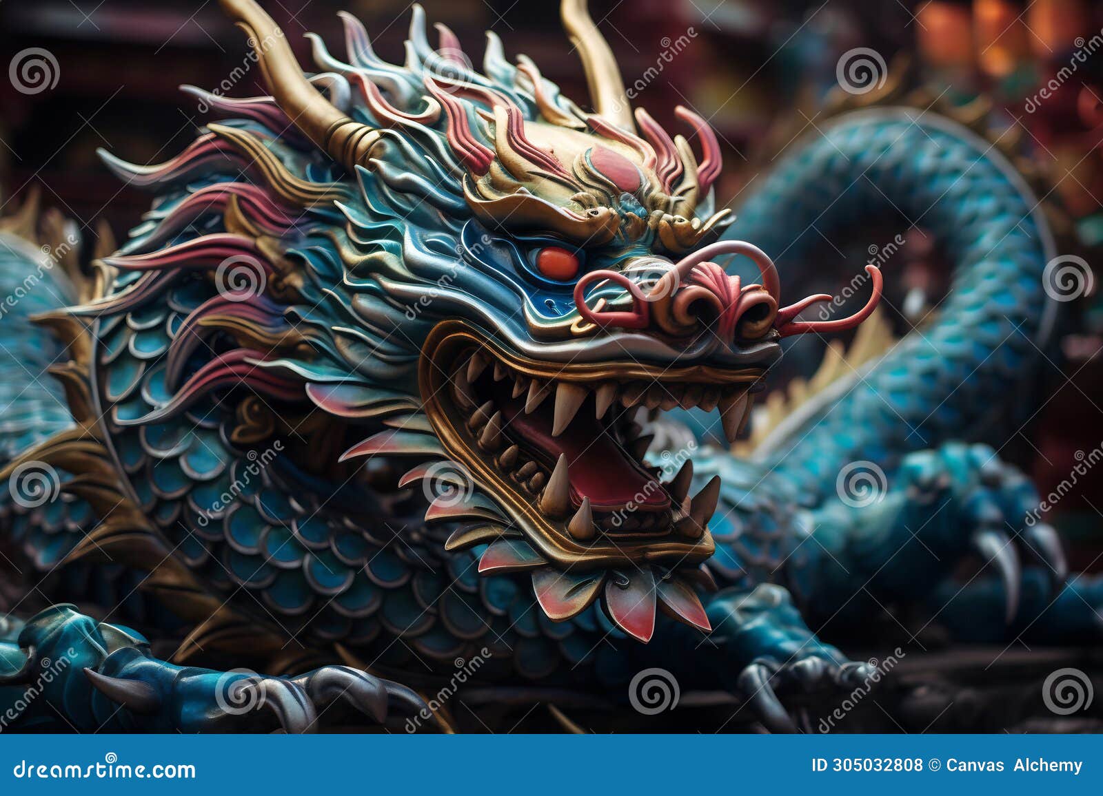 Blue Chinese Dragon Symbol of 2024. Chinese New Year Stock Photo