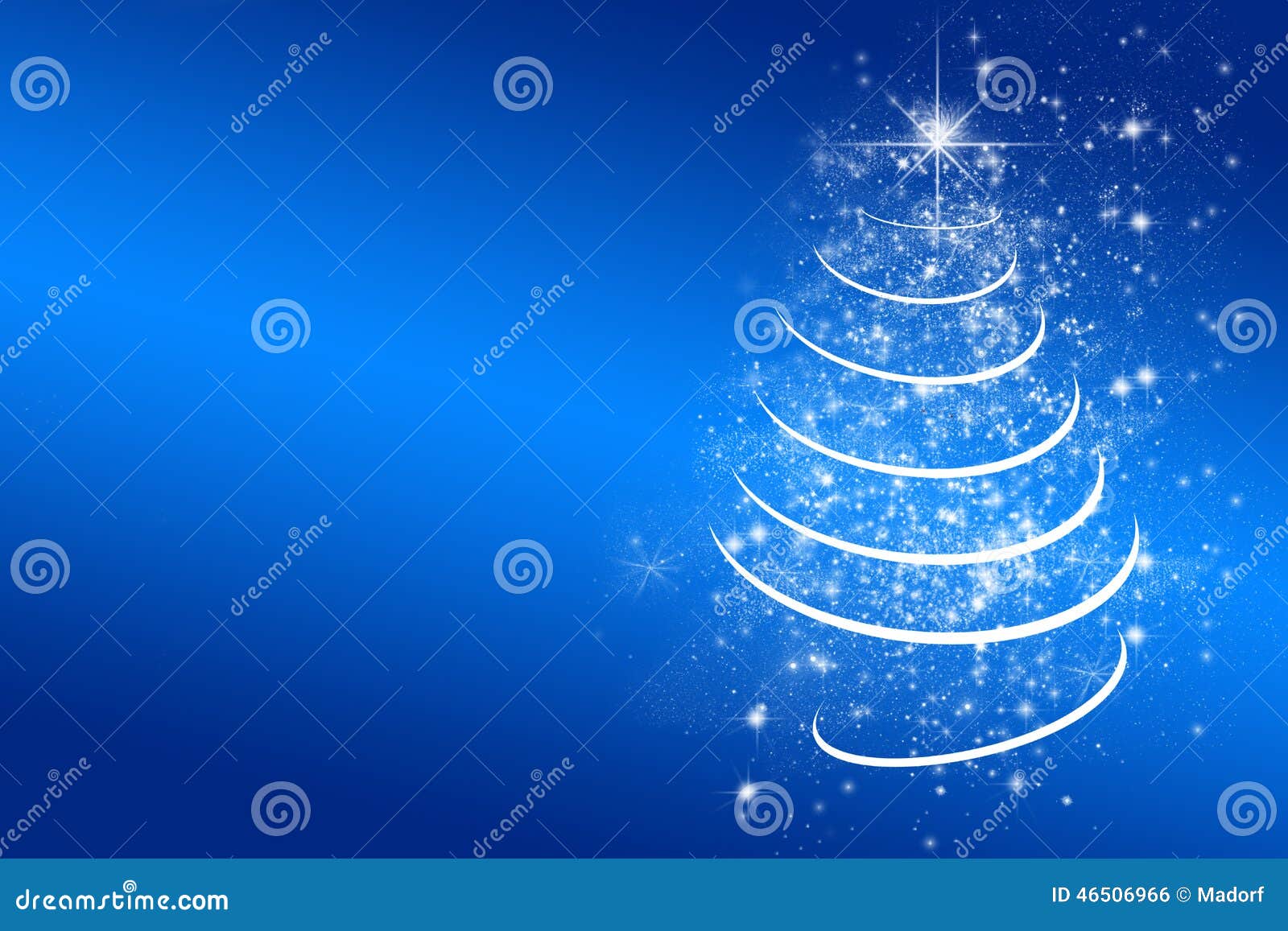 Blue Christmas Background With White Christmas Tree Stock 