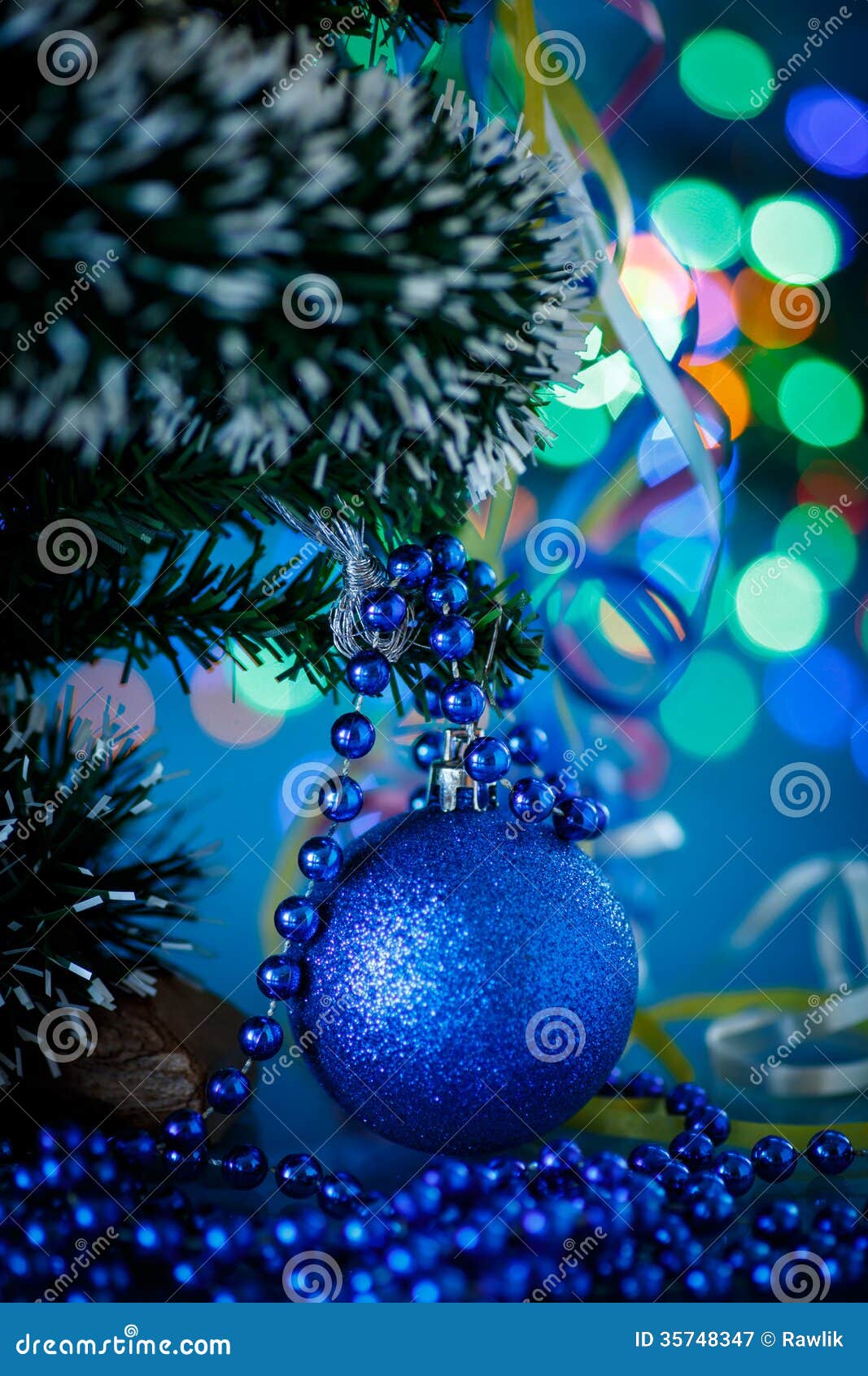 Blue Christmas ball stock image. Image of macro, greeting - 35748347