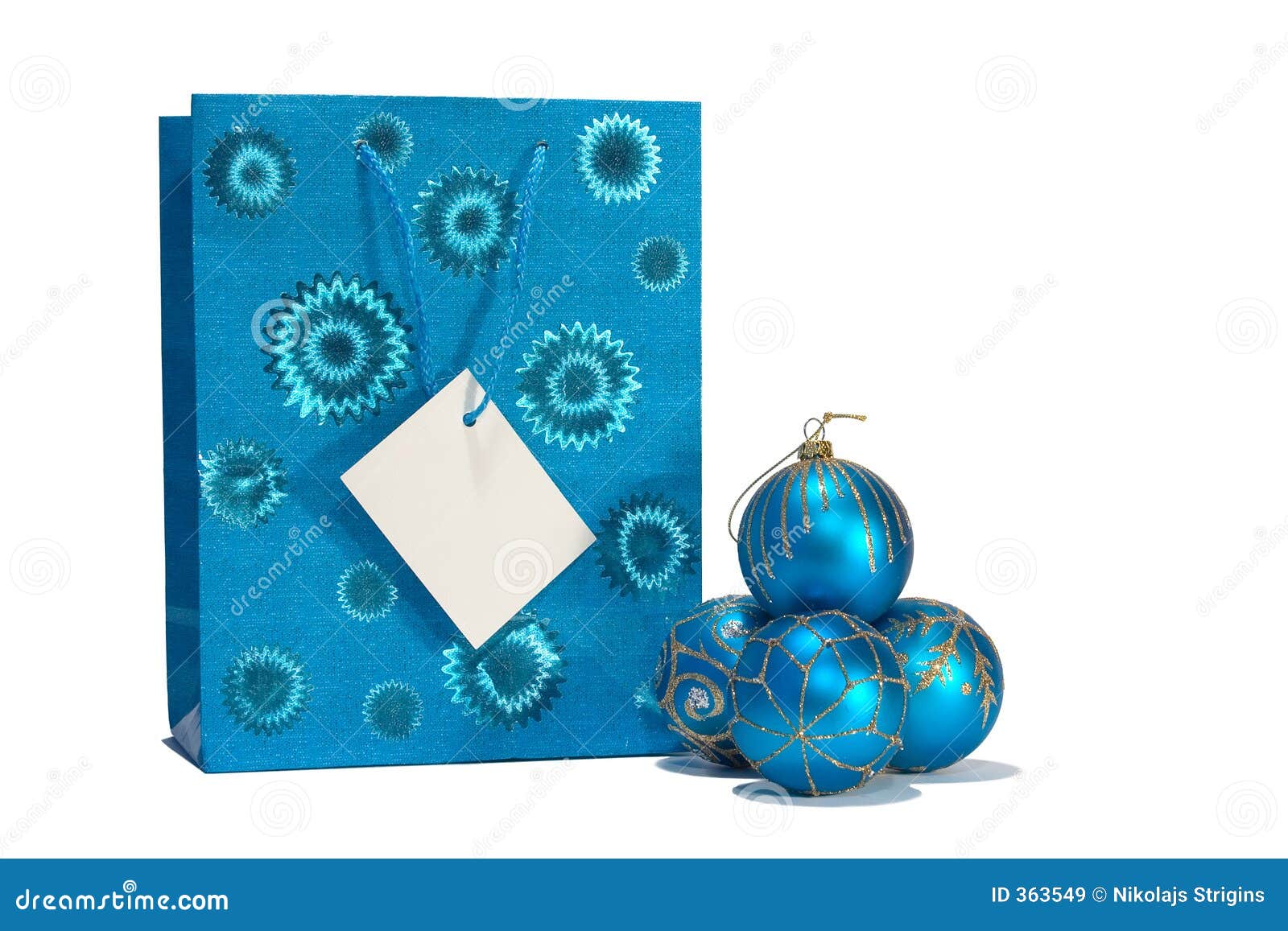 Blue Christmas Balls and Gift Bag Stock Image Image of seasonal, decoration 363549