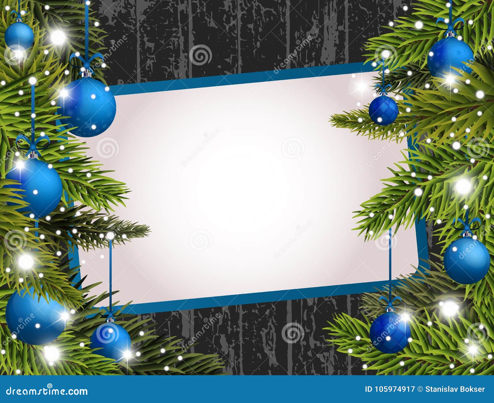 Blue Christmas Banner with Red Christmas Balls Stock Vector ...