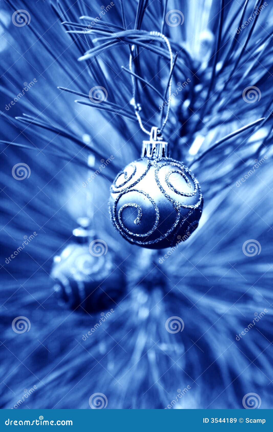 Blue Christmas Bulbs stock image. Image of xmas, pine ...
