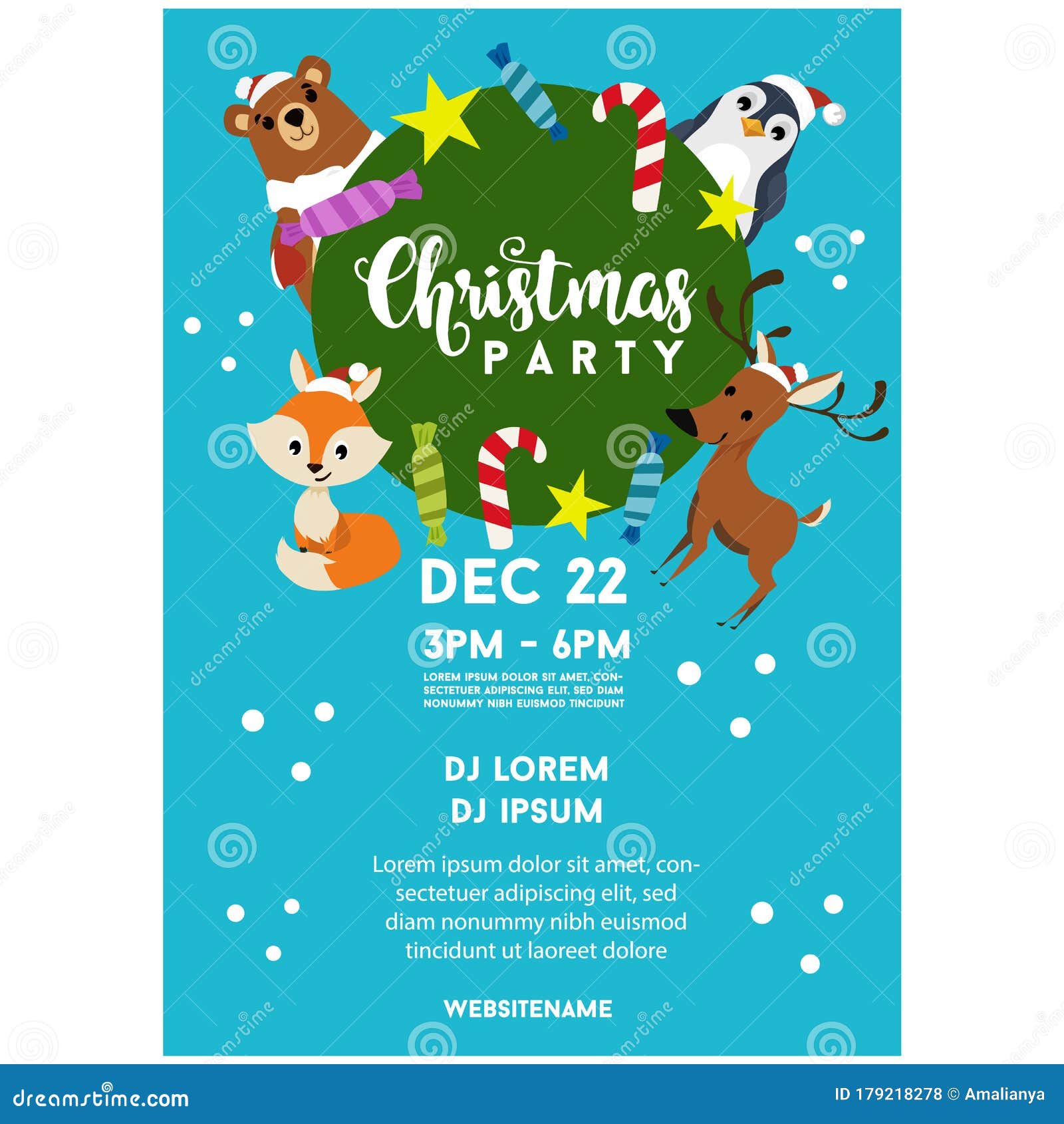 Blue Christmas Party Poster Template Animal Zoo Stock Vector With Regard To Zoo Brochure Template