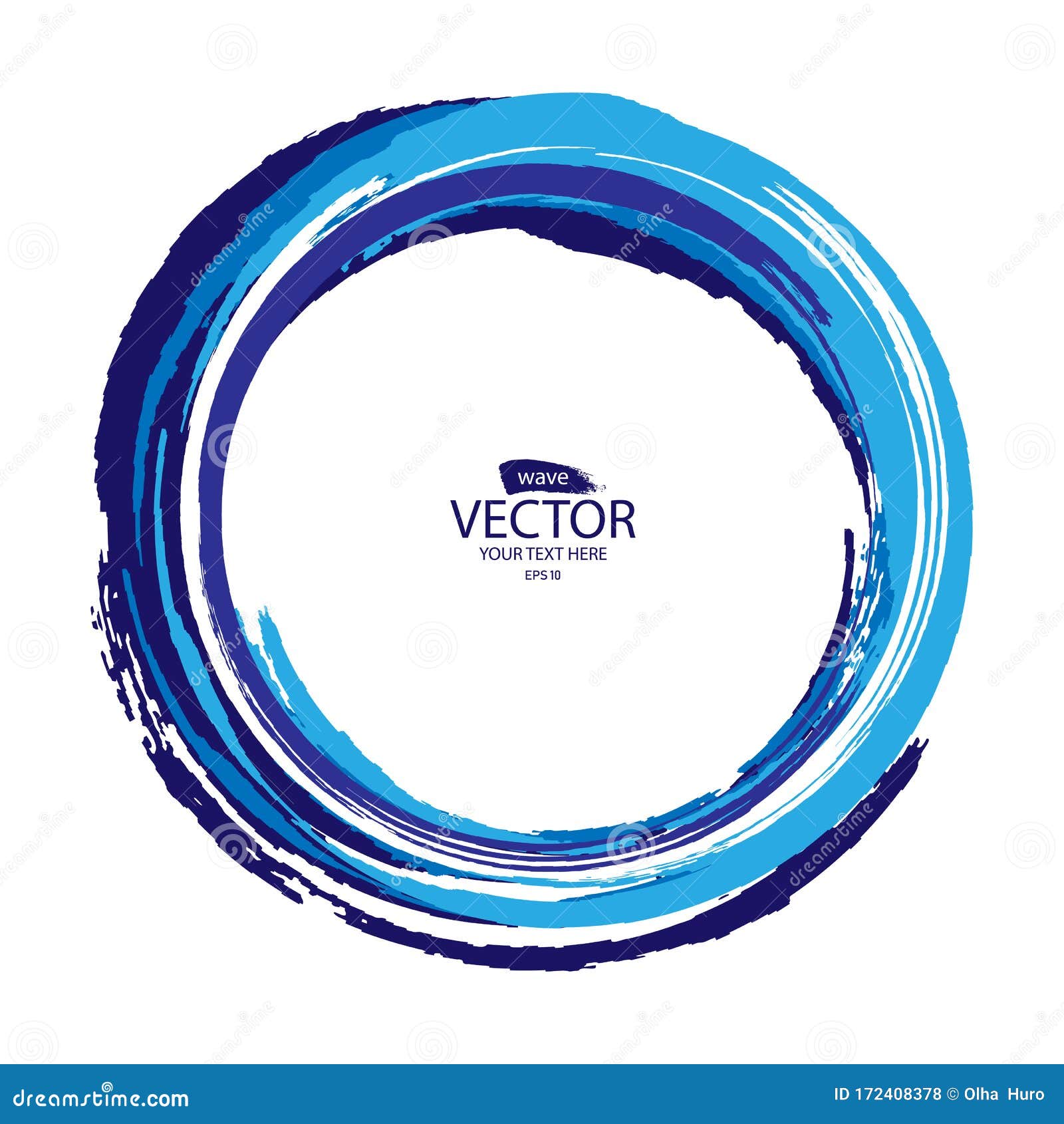 Blue Circle of Brush Strokes. Round Frame of Blue and White Paint Strokes.  Stock Vector - Illustration of logo, handdrawn: 172408378