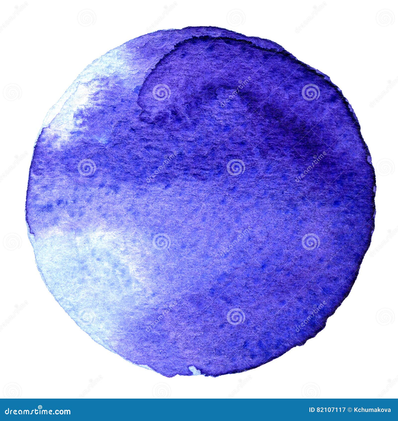 Blue Circle Shape Painted With Watercolors Isolated On A White