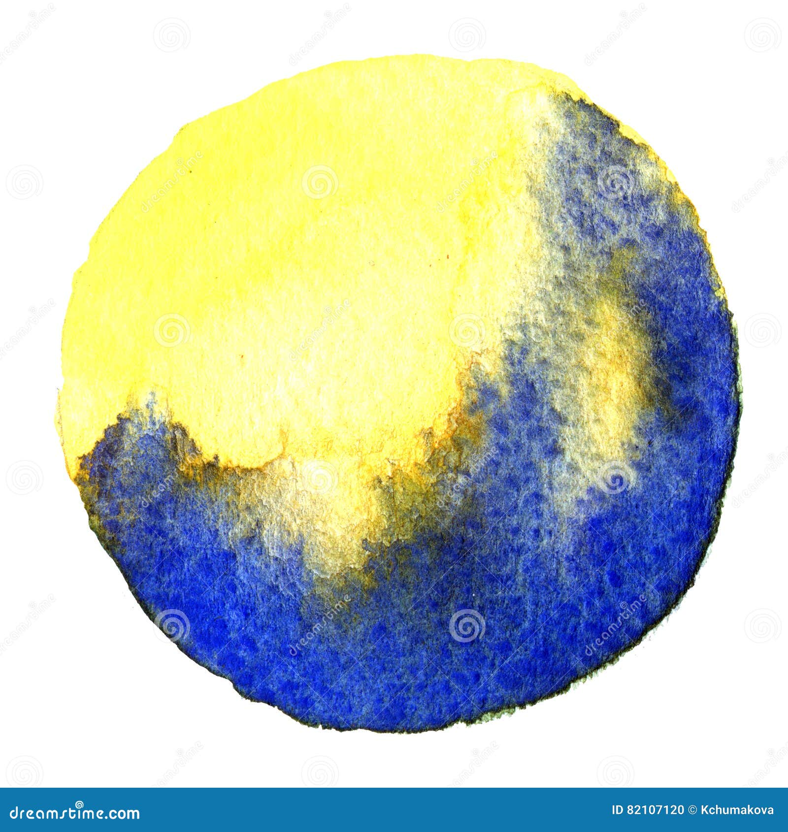 Blue Circle Shape Painted With Watercolors Isolated On A White