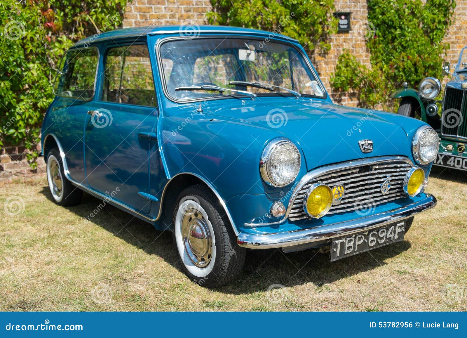 Blue Classic Austin Mini editorial photo. Image of driving - 53782956