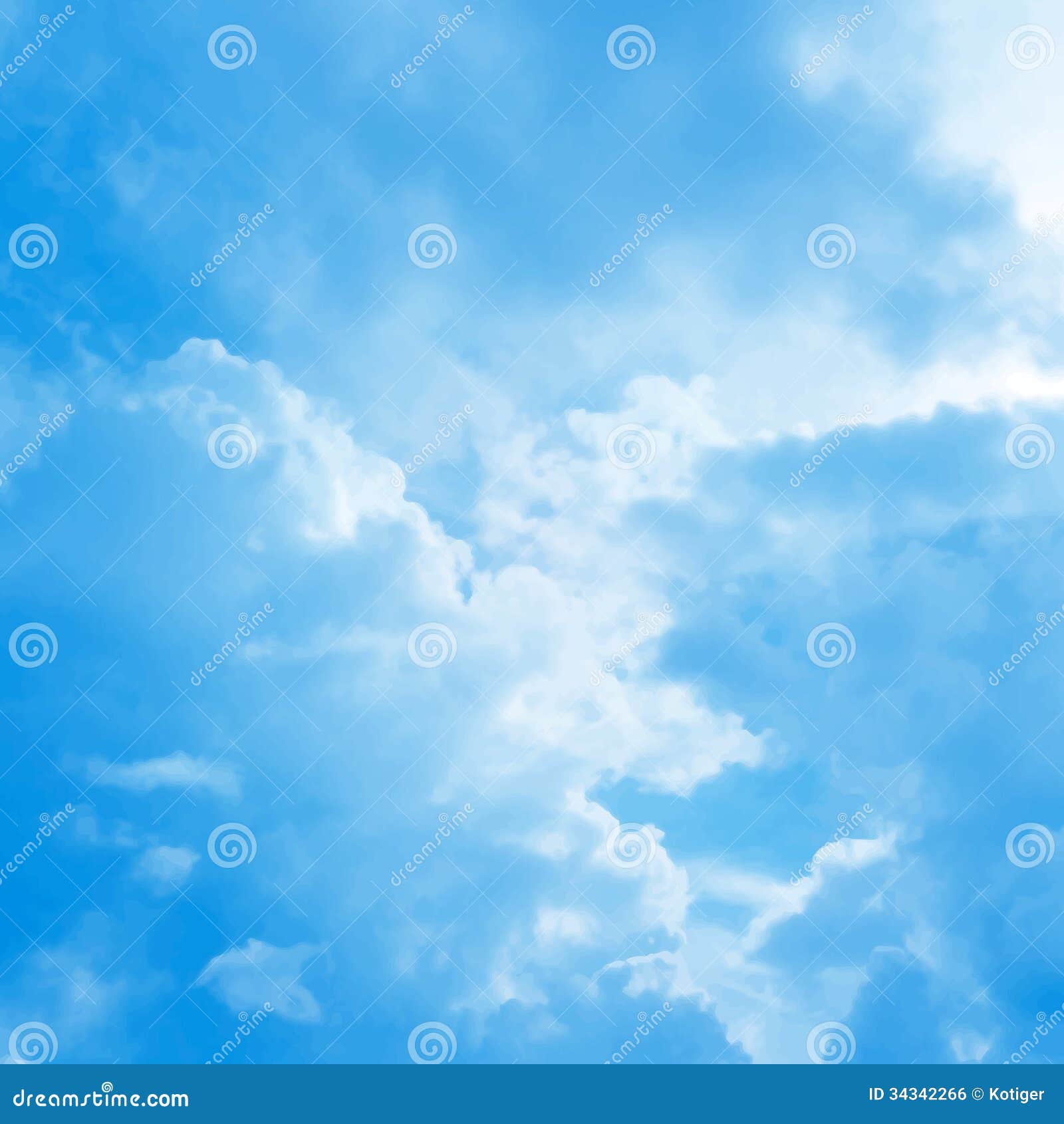 Blue cloudy sky background stock vector. Illustration of spring - 34342266