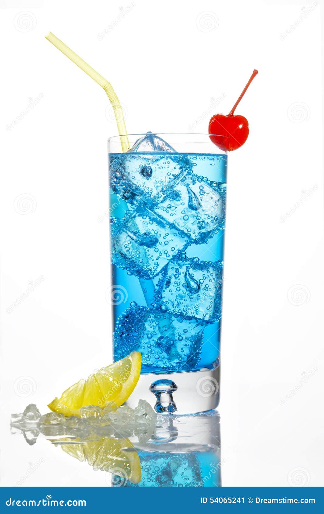 Blue cocktail with cherry stock image. Image of cherry 54065241