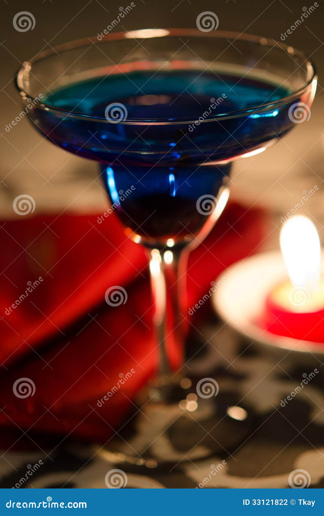 Blue Cocktail with Red Candle Stock Photo Image of thirst, cocktail
