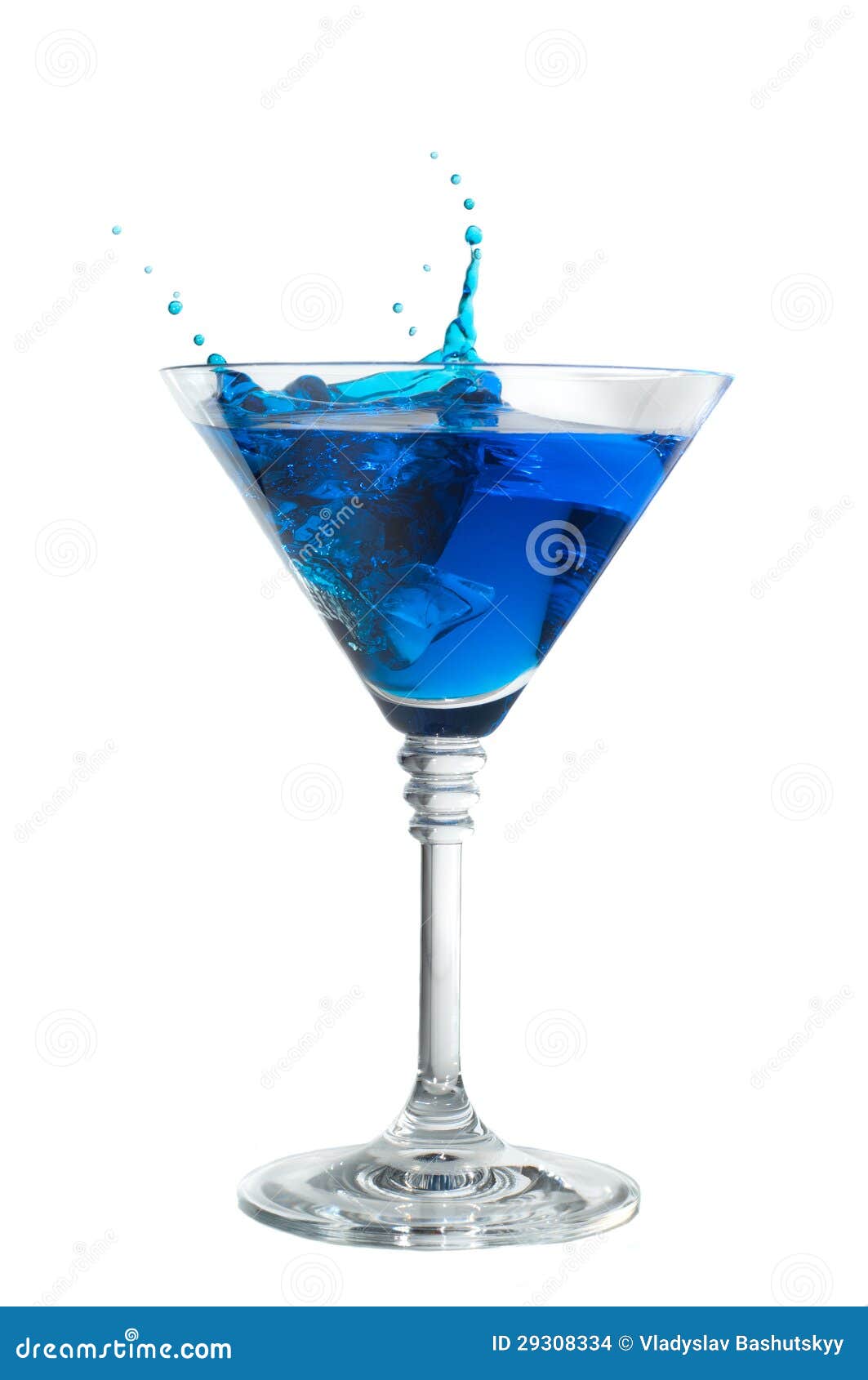 Blue Cocktail with Splash Isolated on White Stock Photo - Image of ...