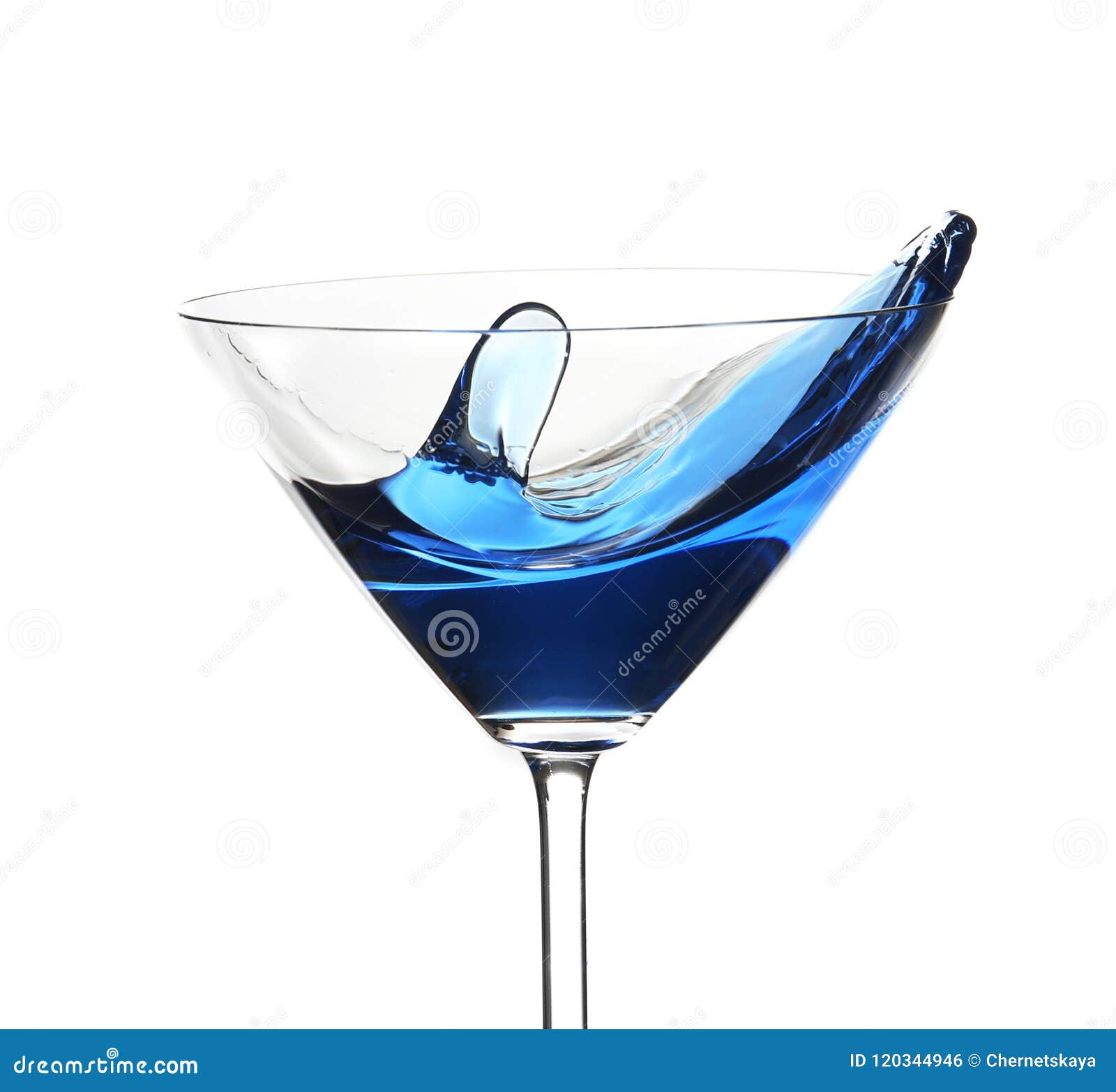 Blue Cocktail with Splash, Isolated on White Stock Photo - Image of ...