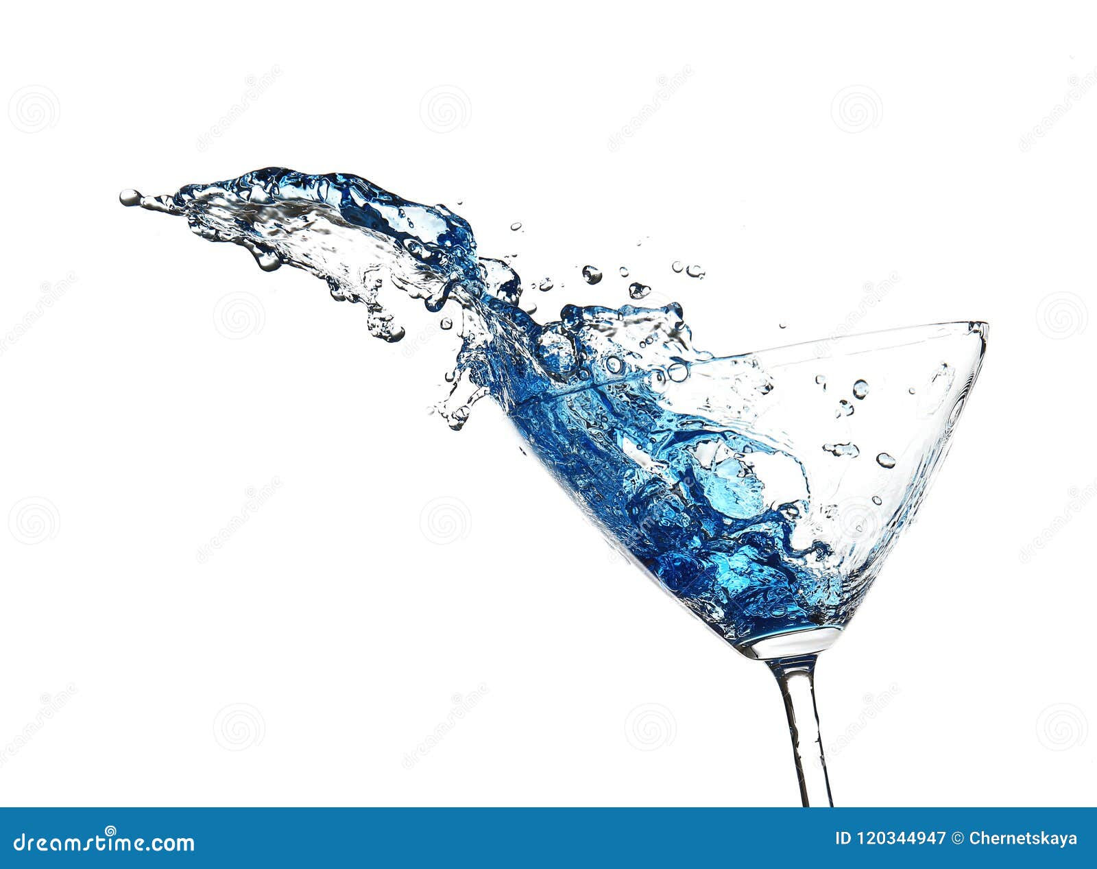 Blue Cocktail with Splash, Isolated on White Stock Image - Image of ...