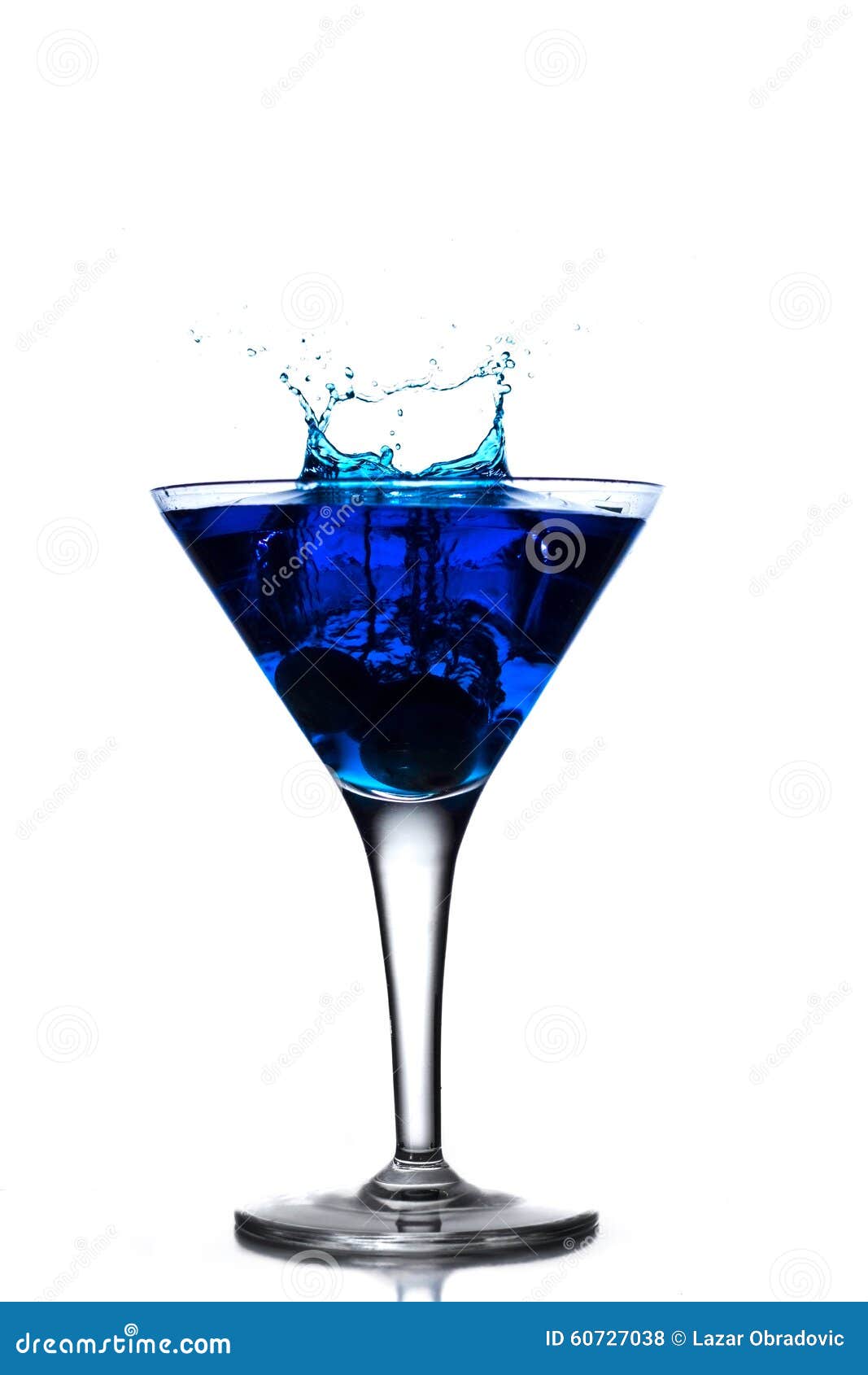 Blue Cocktail Splash in Martini Glass Stock Photo Image of