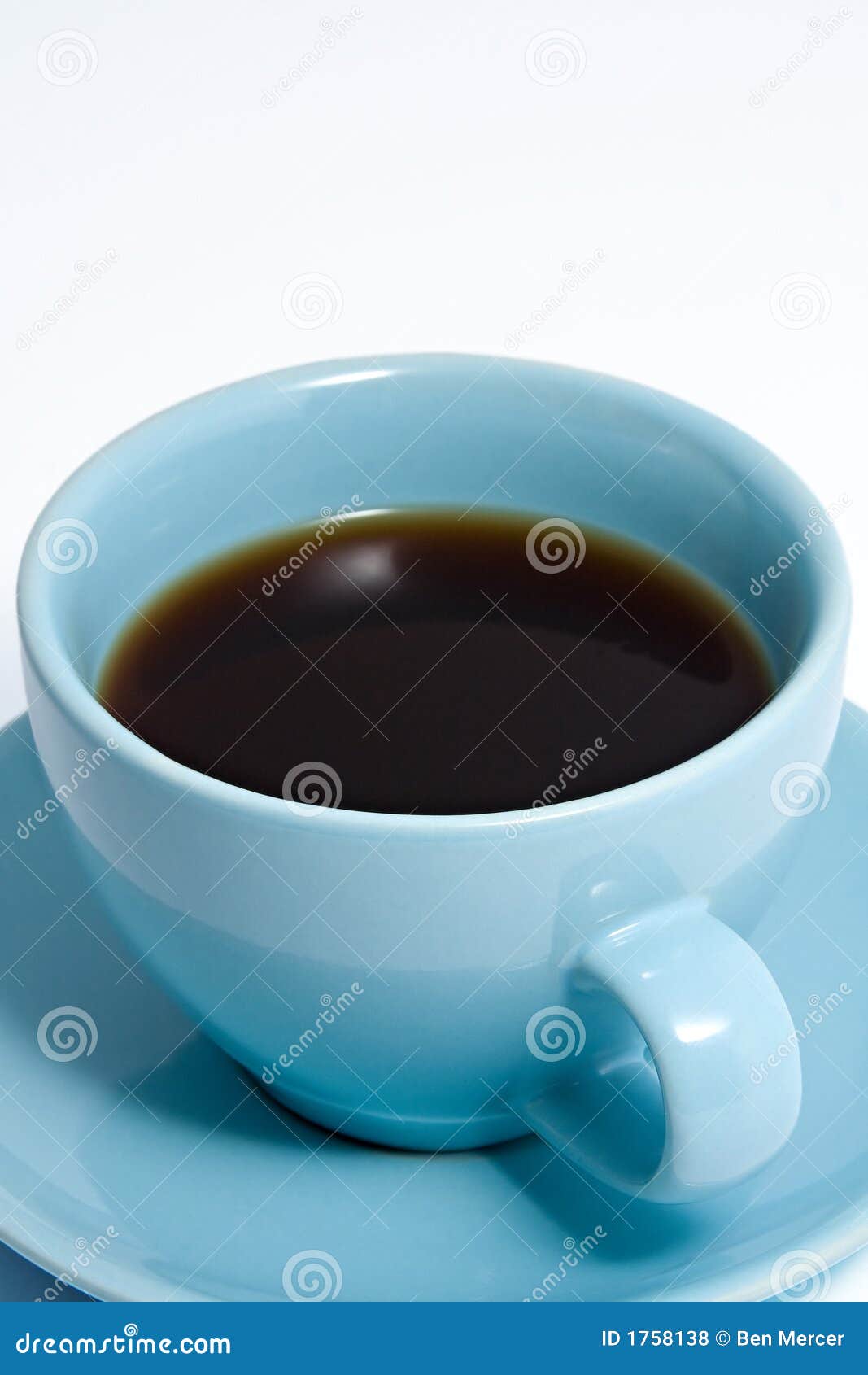 Blue Coffee Cup Full of Coffee Stock Photo Image of saucer, beverage