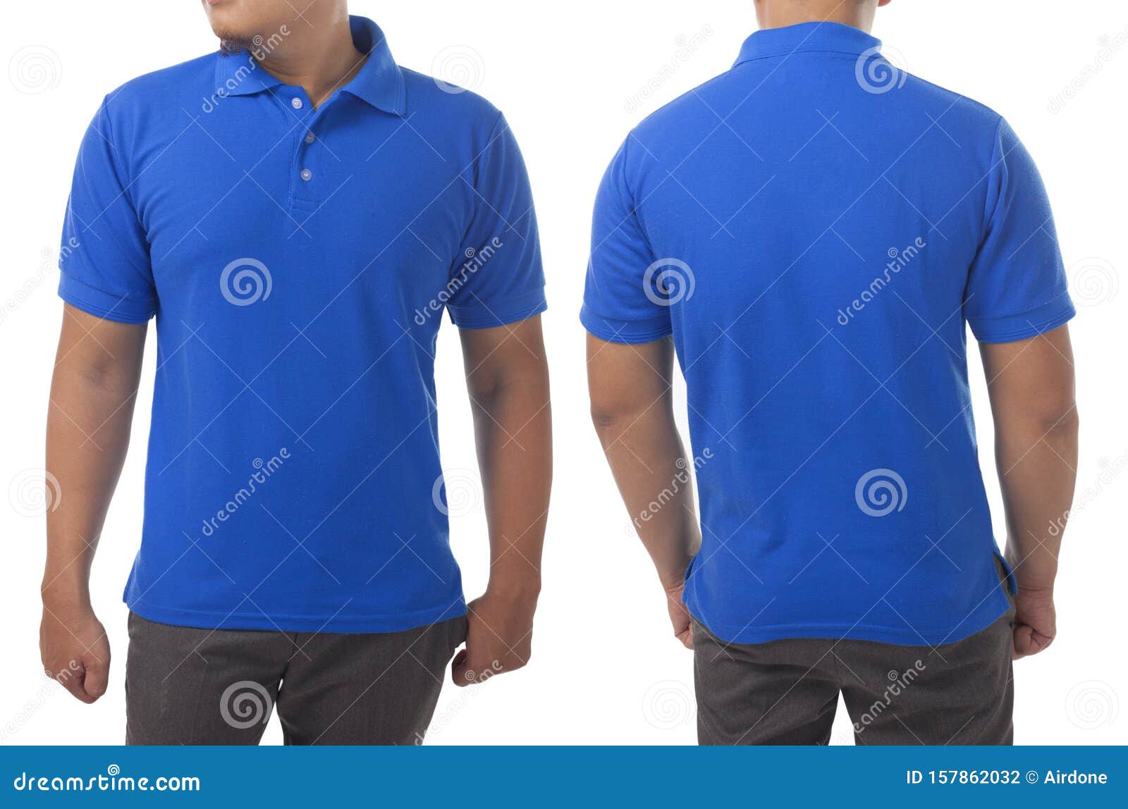 Blue Collared Shirt Design Template Stock Photo - Image of blue, model ...