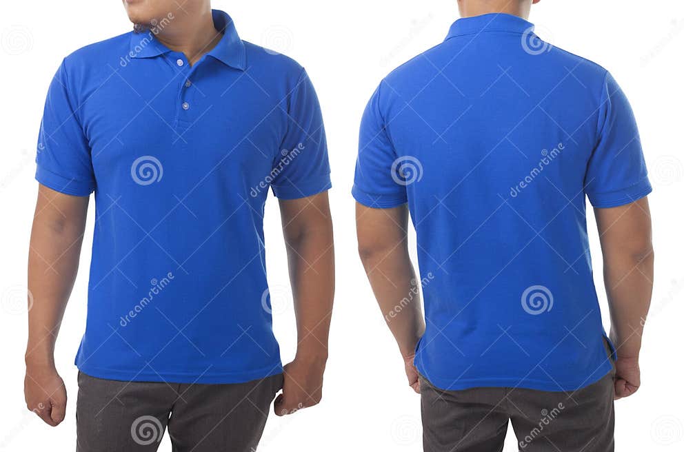 Blue Collared Shirt Design Template Stock Photo - Image of blue, model ...