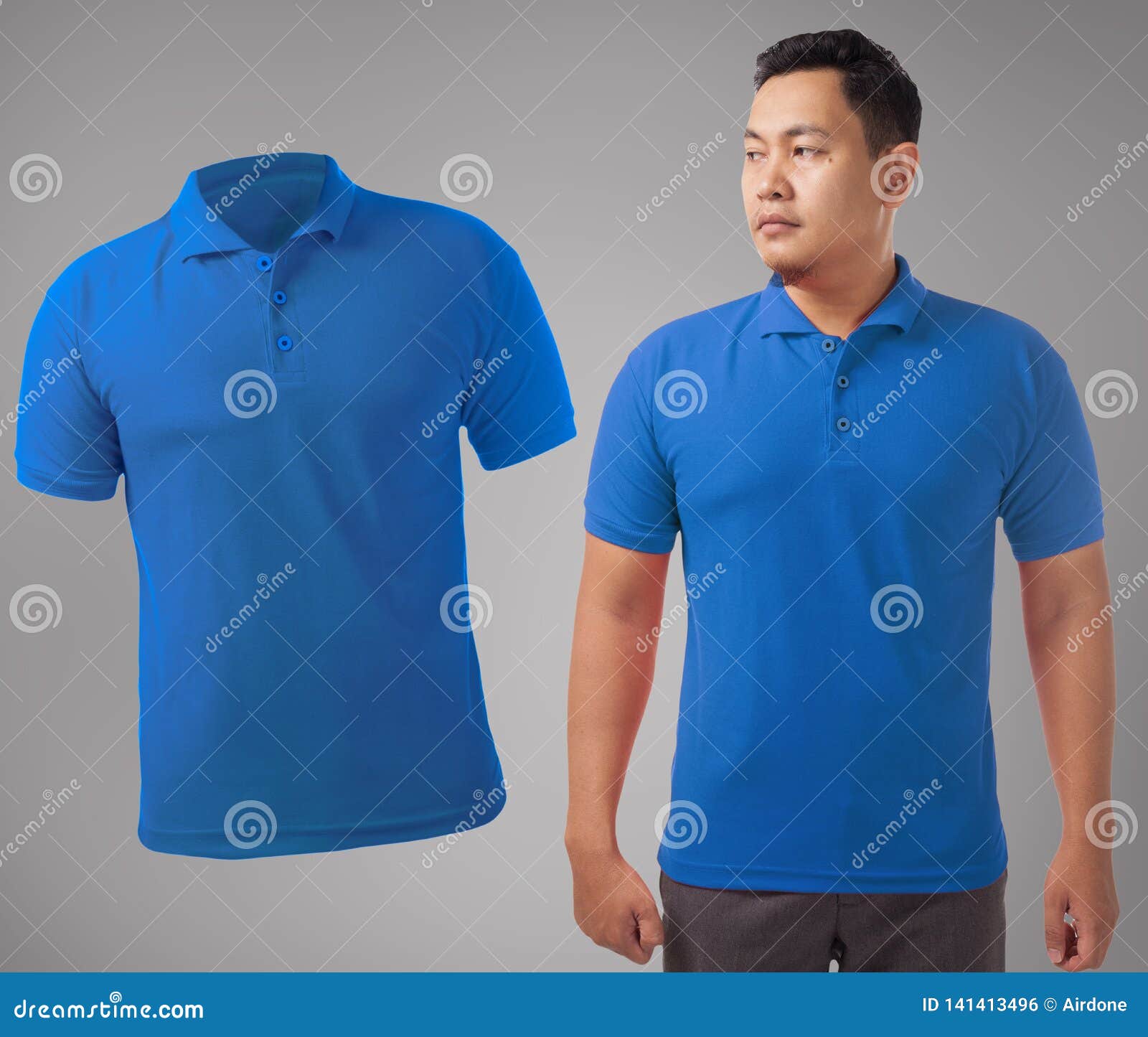 Blue Collared Shirt Design Template Stock Photo - Image of chest ...