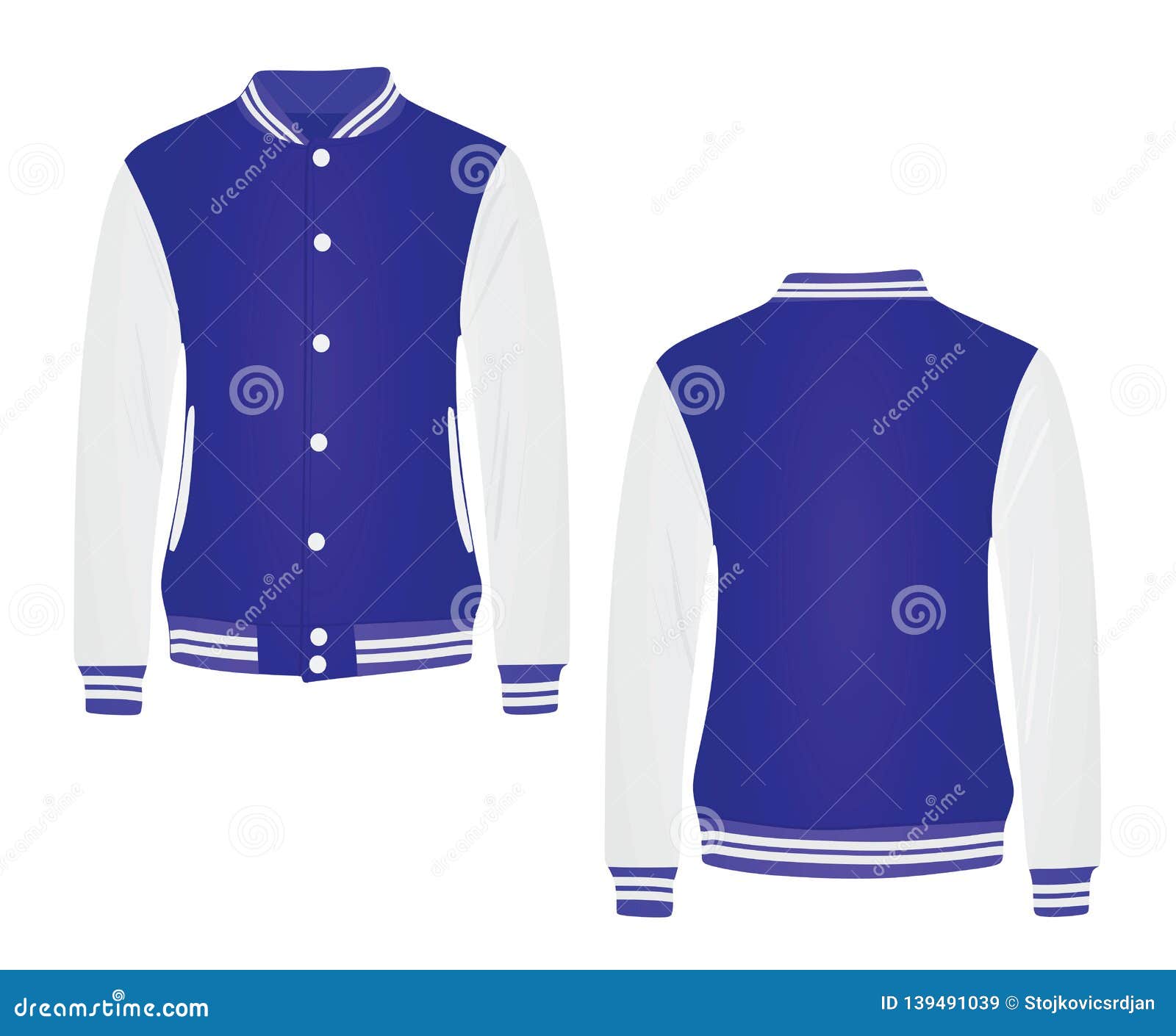 Blue college jacket stock vector. Illustration of collar - 139491039