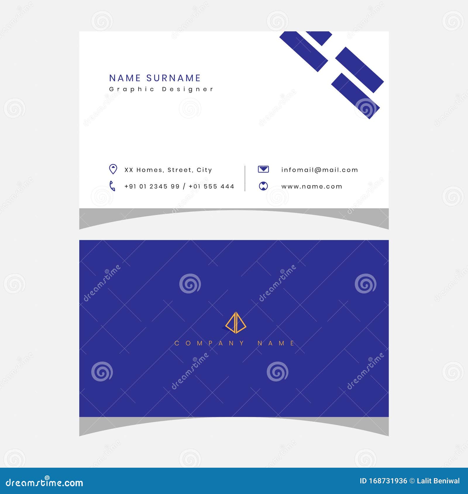 blue color business card for corporate