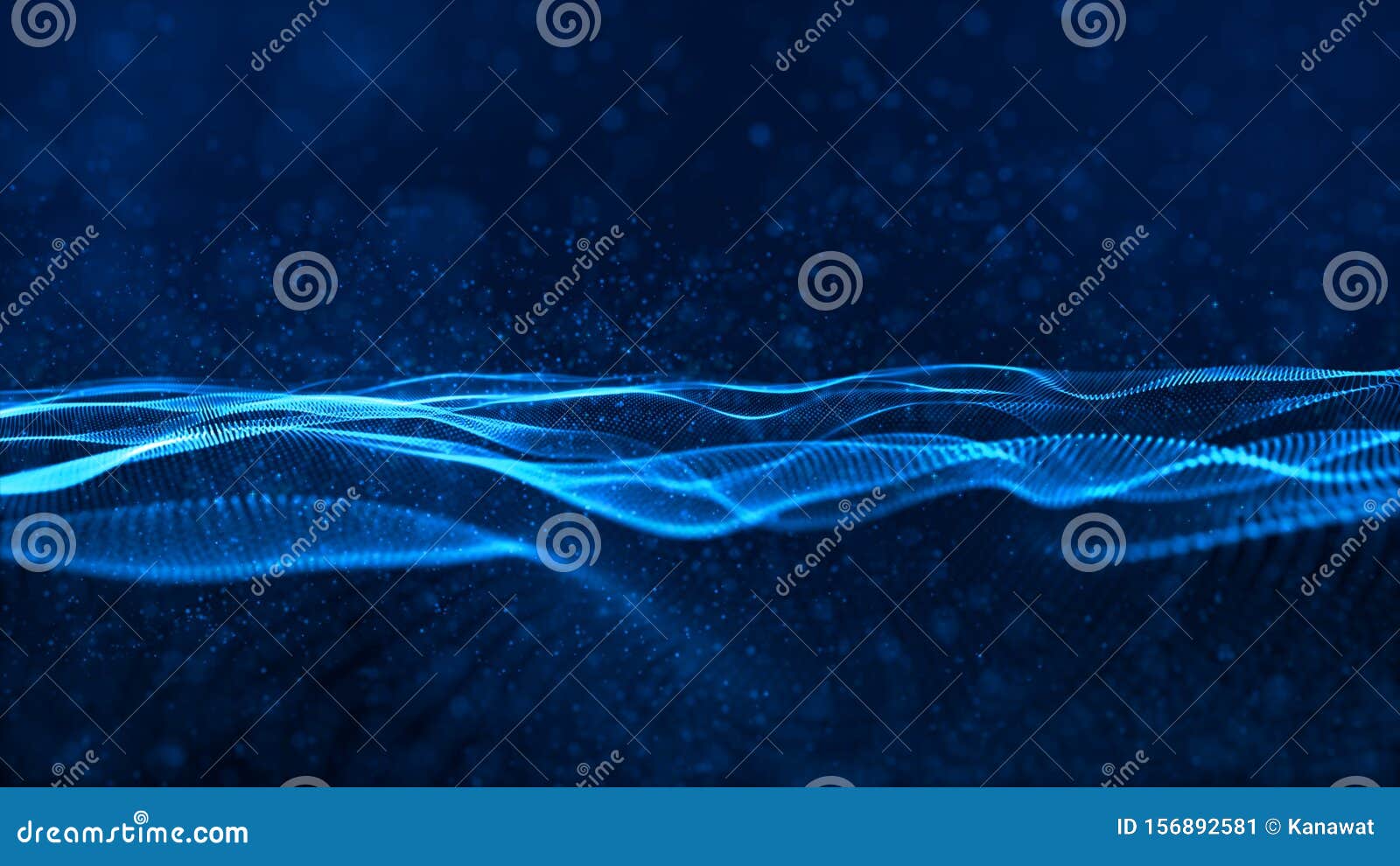 blue color digital particles wave flow cyberspace abstract technology background concept