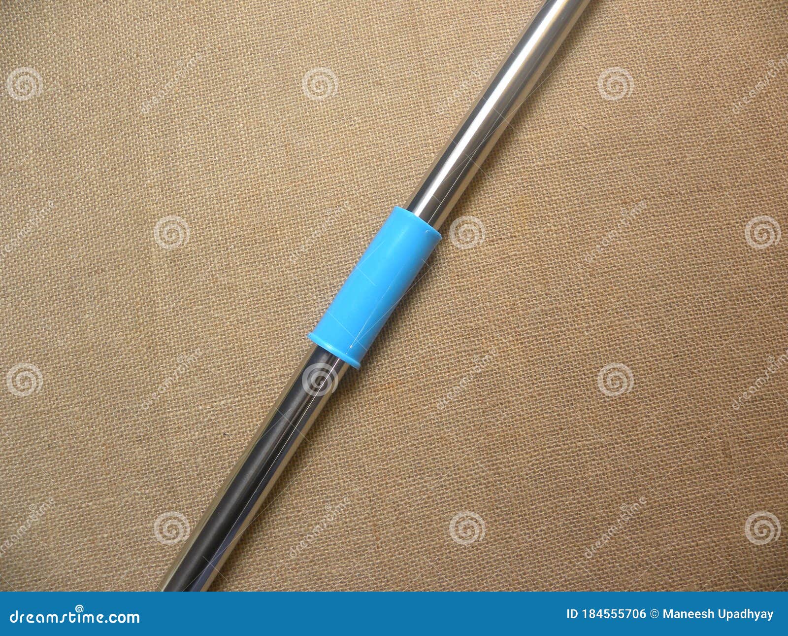 Blue steel mop handle stock photo. Image of broom, material 184555706