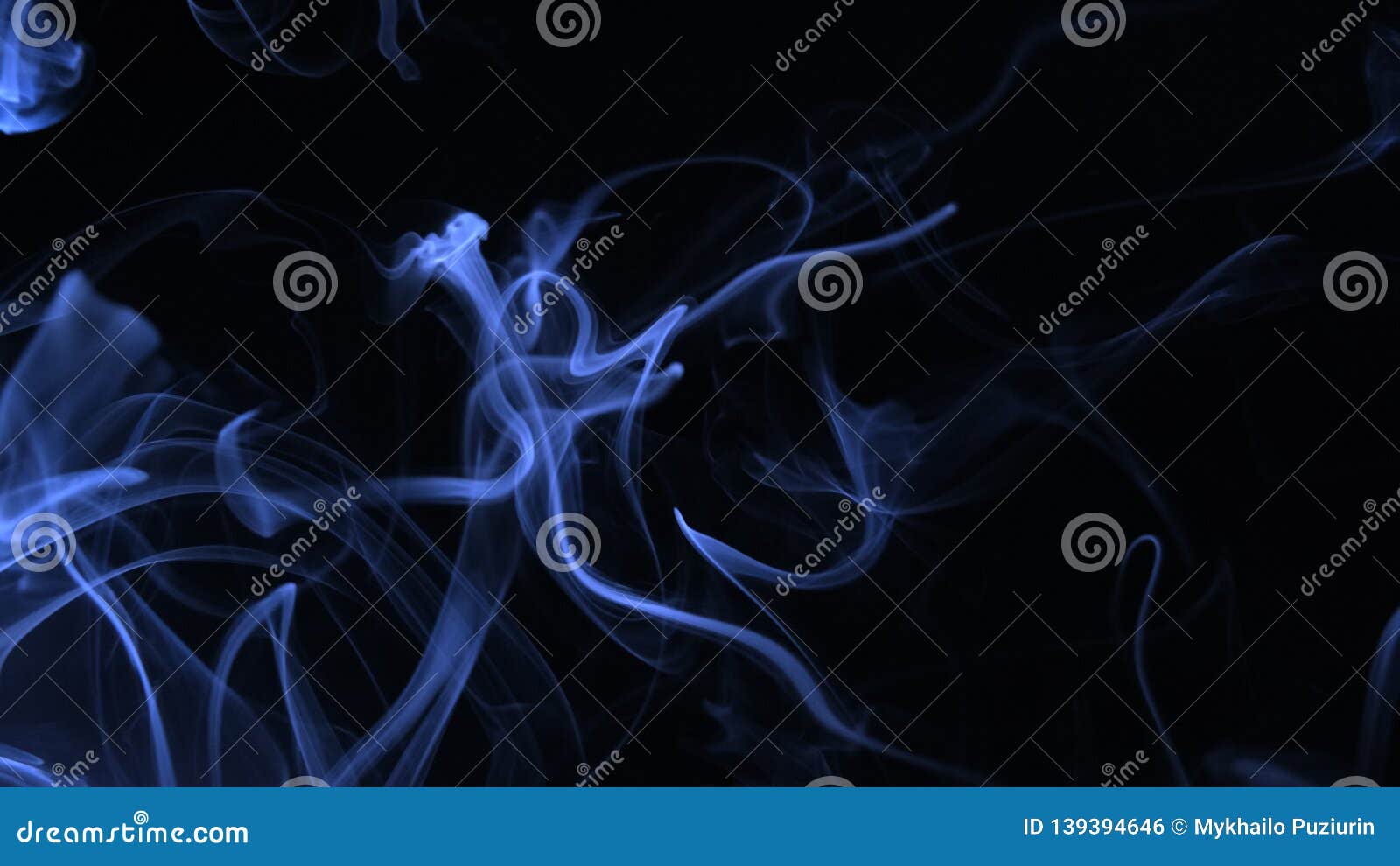 Blue Color Smoke on the Black Background Stock Photo Image of mystic