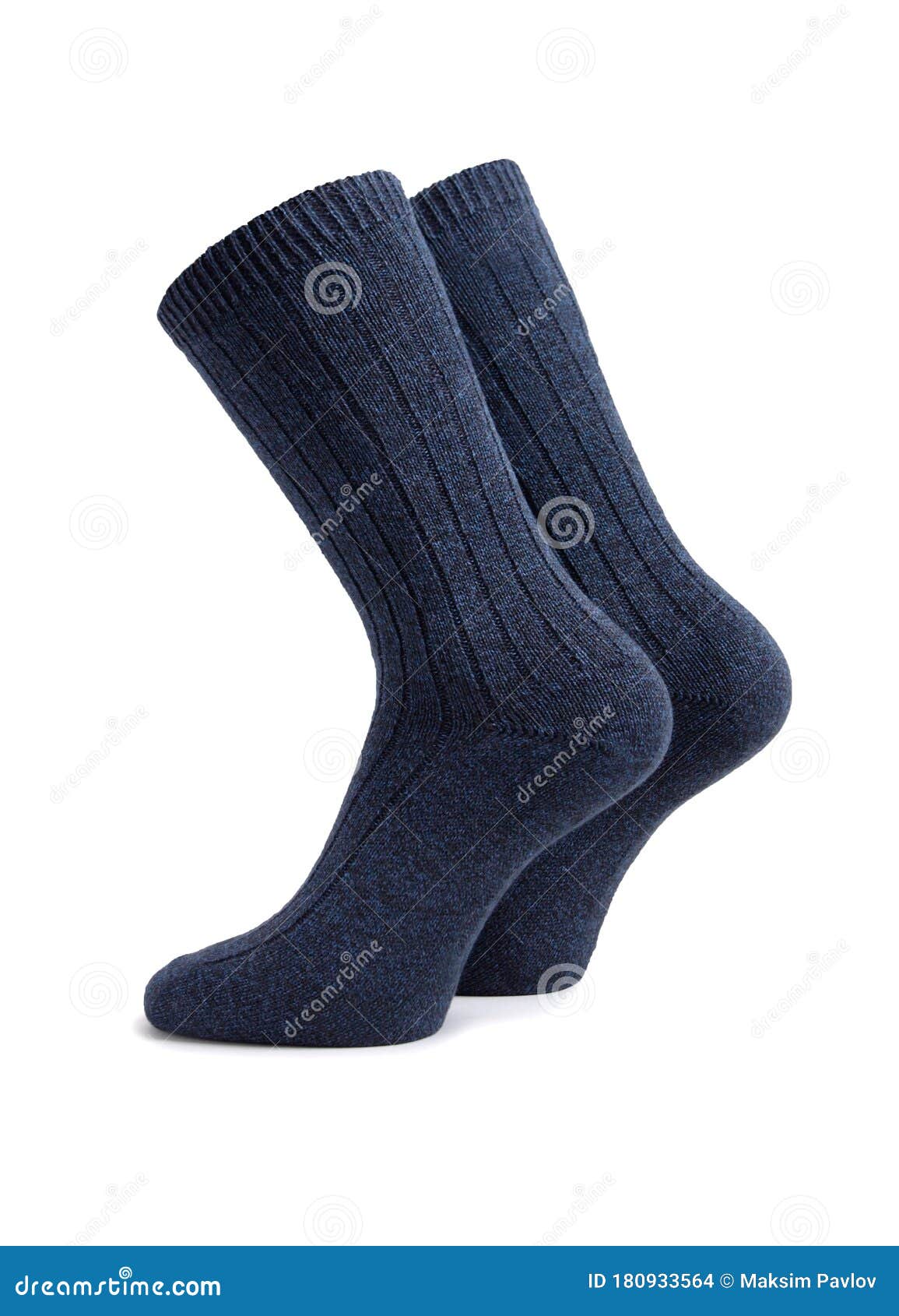 Blue Color Socks Isolated on White Background. One Pair of Socks. Set ...