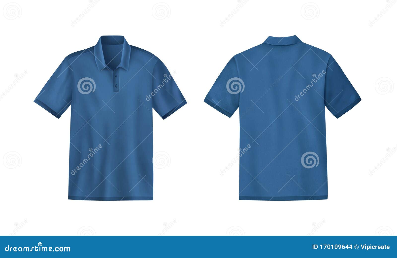 Download Blue Colour Mens T-shirt Template Mockup, Front And Back, Realistic Illustration Isolated On ...