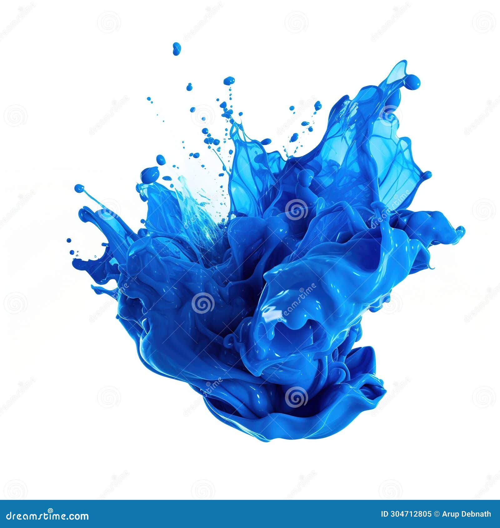 Blue Colour Plastic Paint Splash Isolated on a White Background Stock