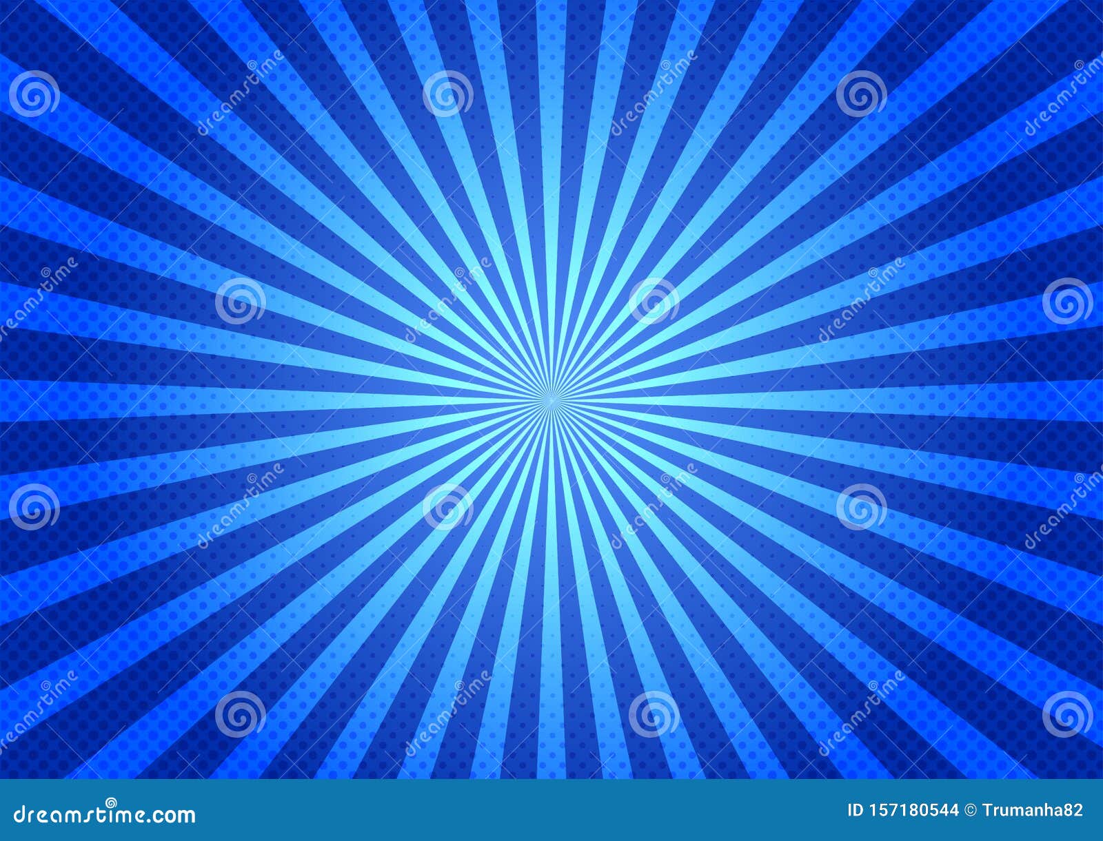 blue comic background with zoom effect and halftone dots pattern