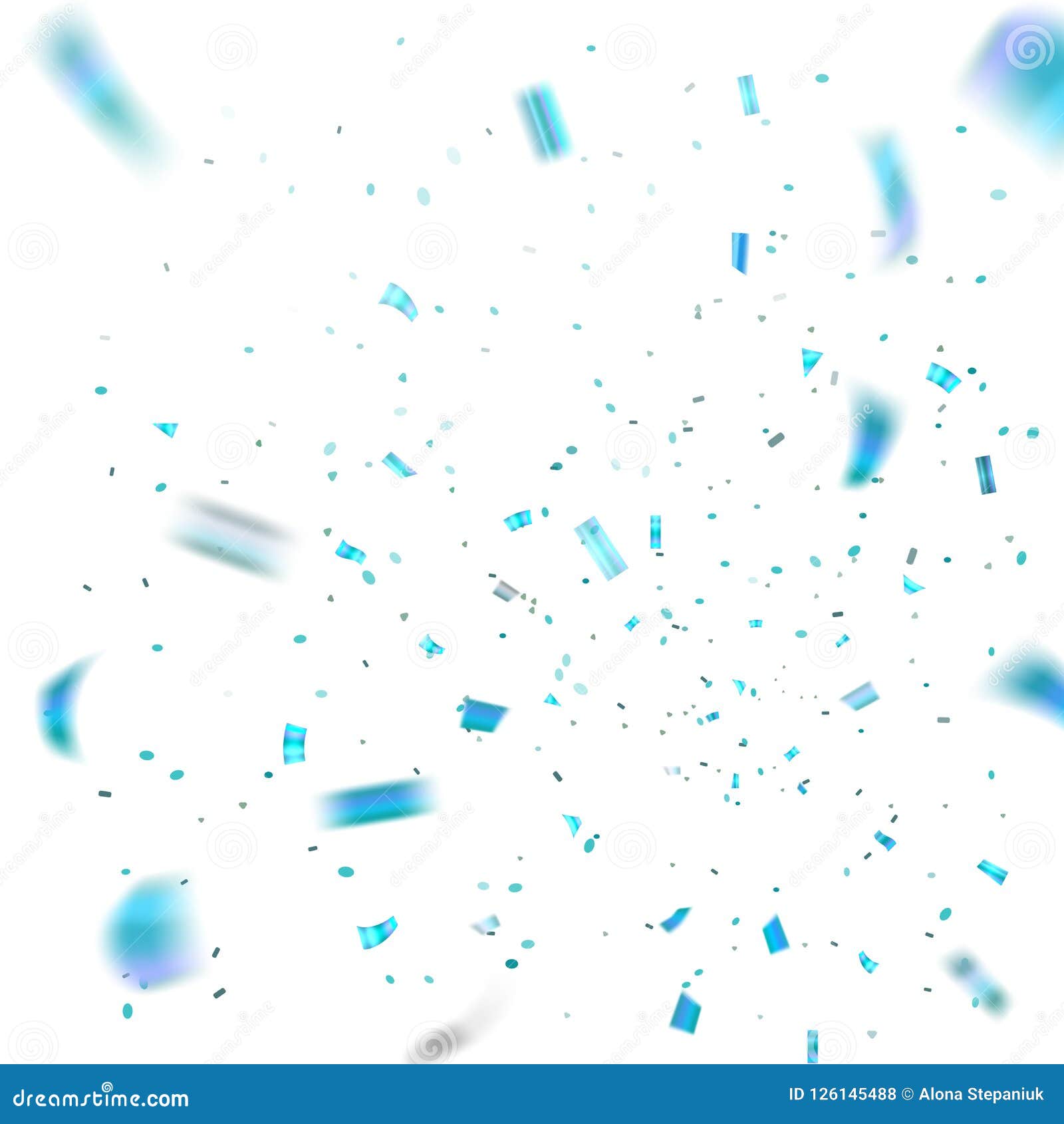 Blue Confetti Explosion Celebration Isolated On White Background