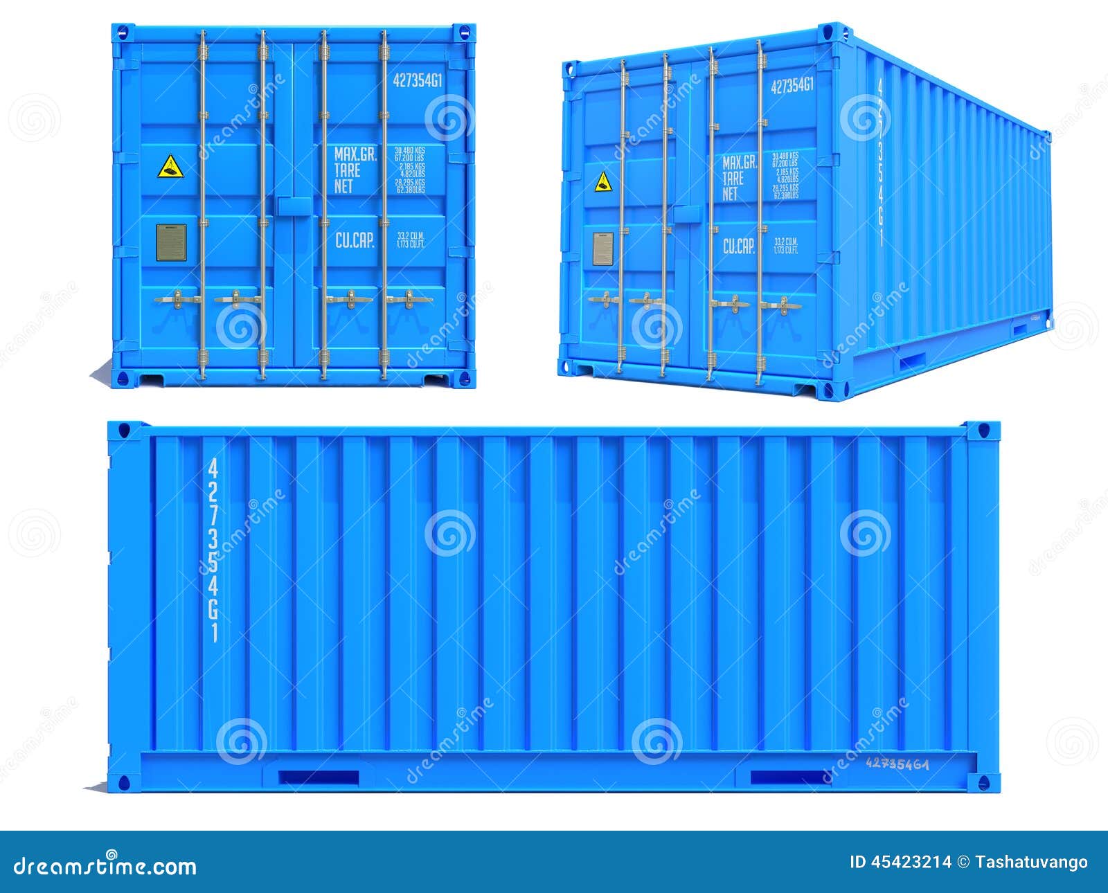 blue container in 3d  on white.