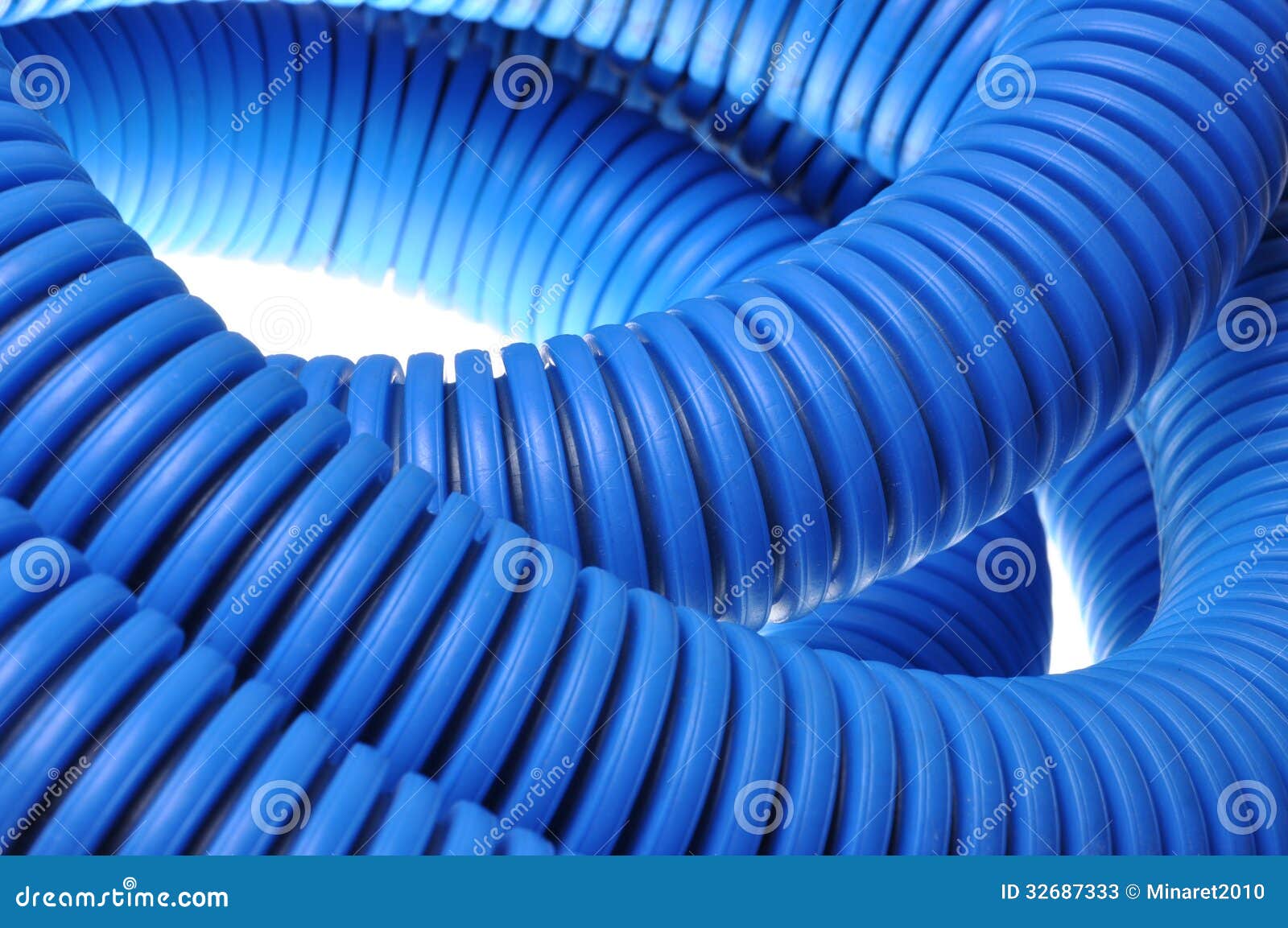 Blue Corrugated Pipe for Electrical Highvoltage Cables Stock Image