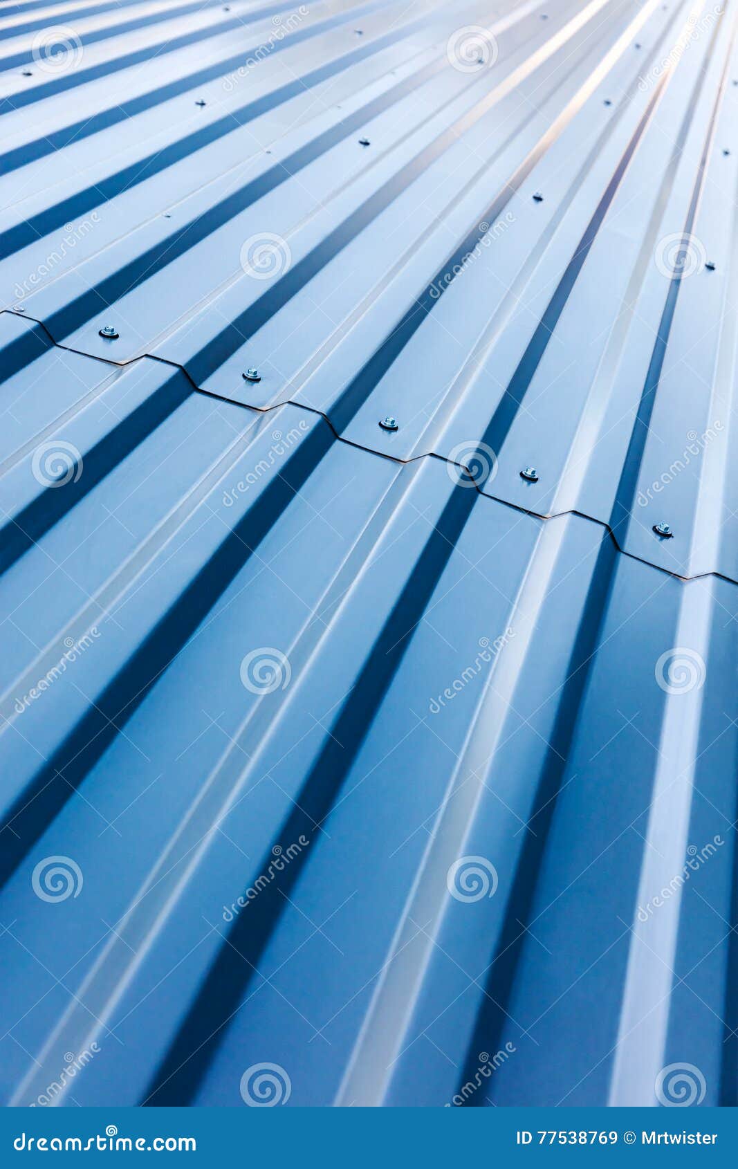 Blue Corrugated Steel Roof with Rivets Stock Image - Image of groove ...