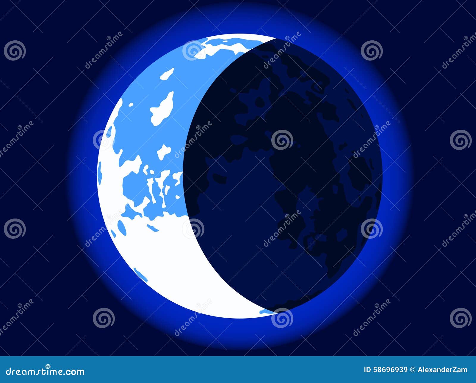 Blue crescent moon stock vector. Illustration of body 58696939