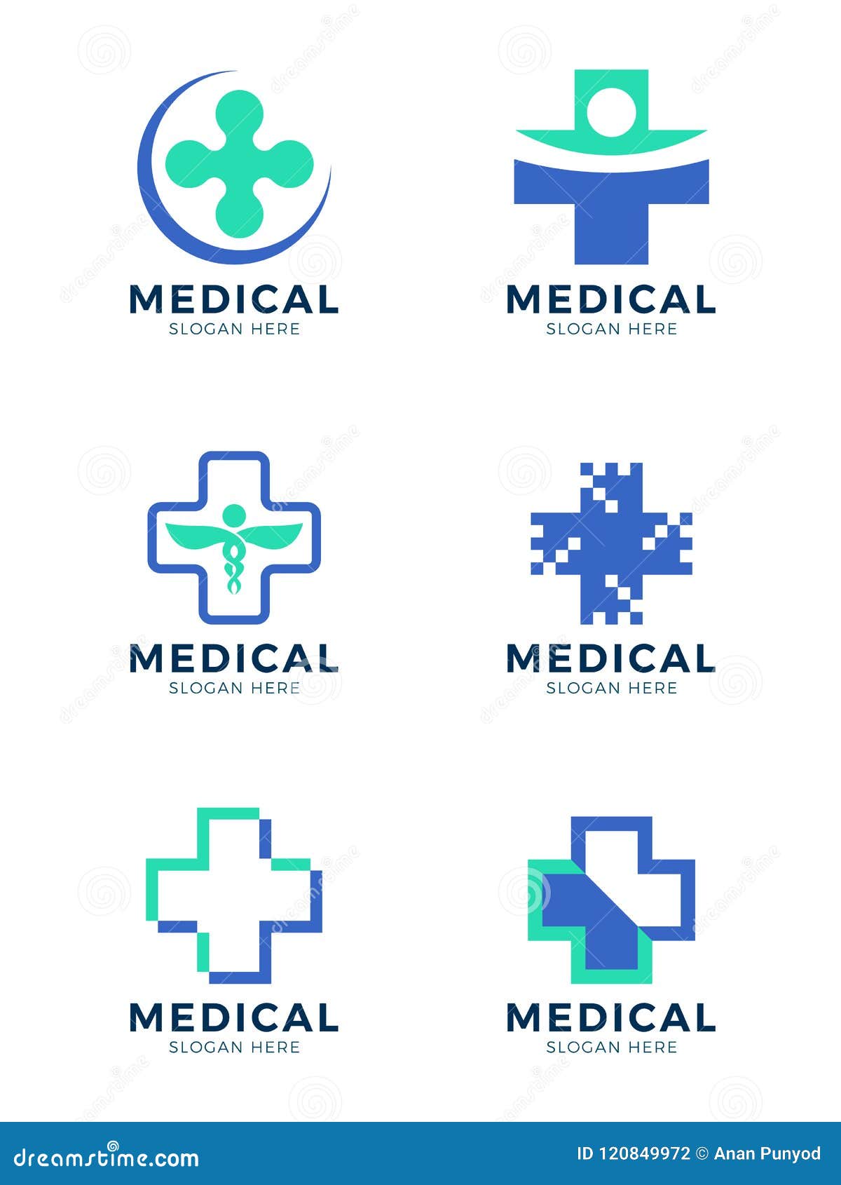 Blue Cross Plue Medical Logo Sign Vector Set Design Stock Vector ...