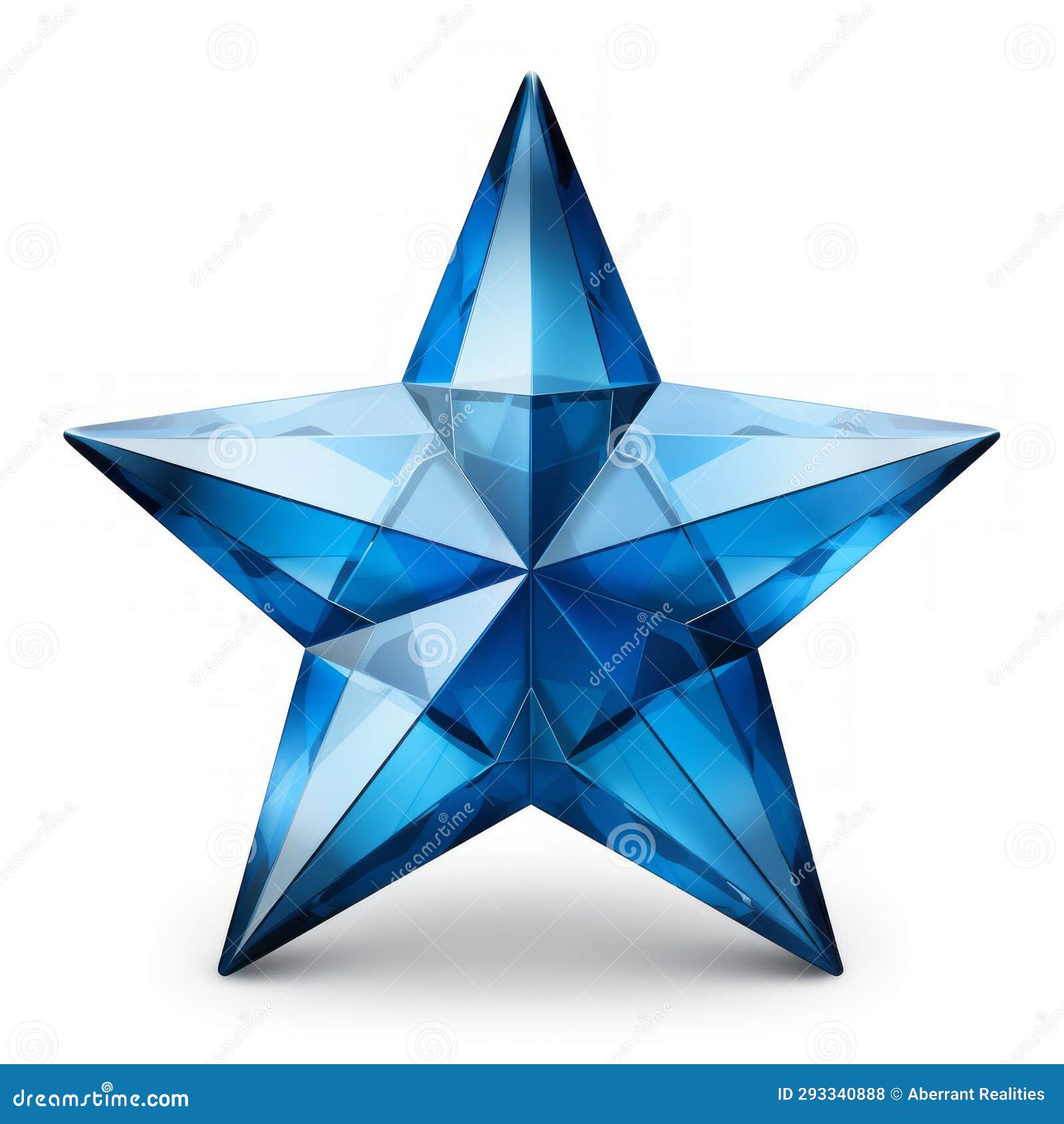 A Blue Crystal Star on a White Background Stock Illustration
