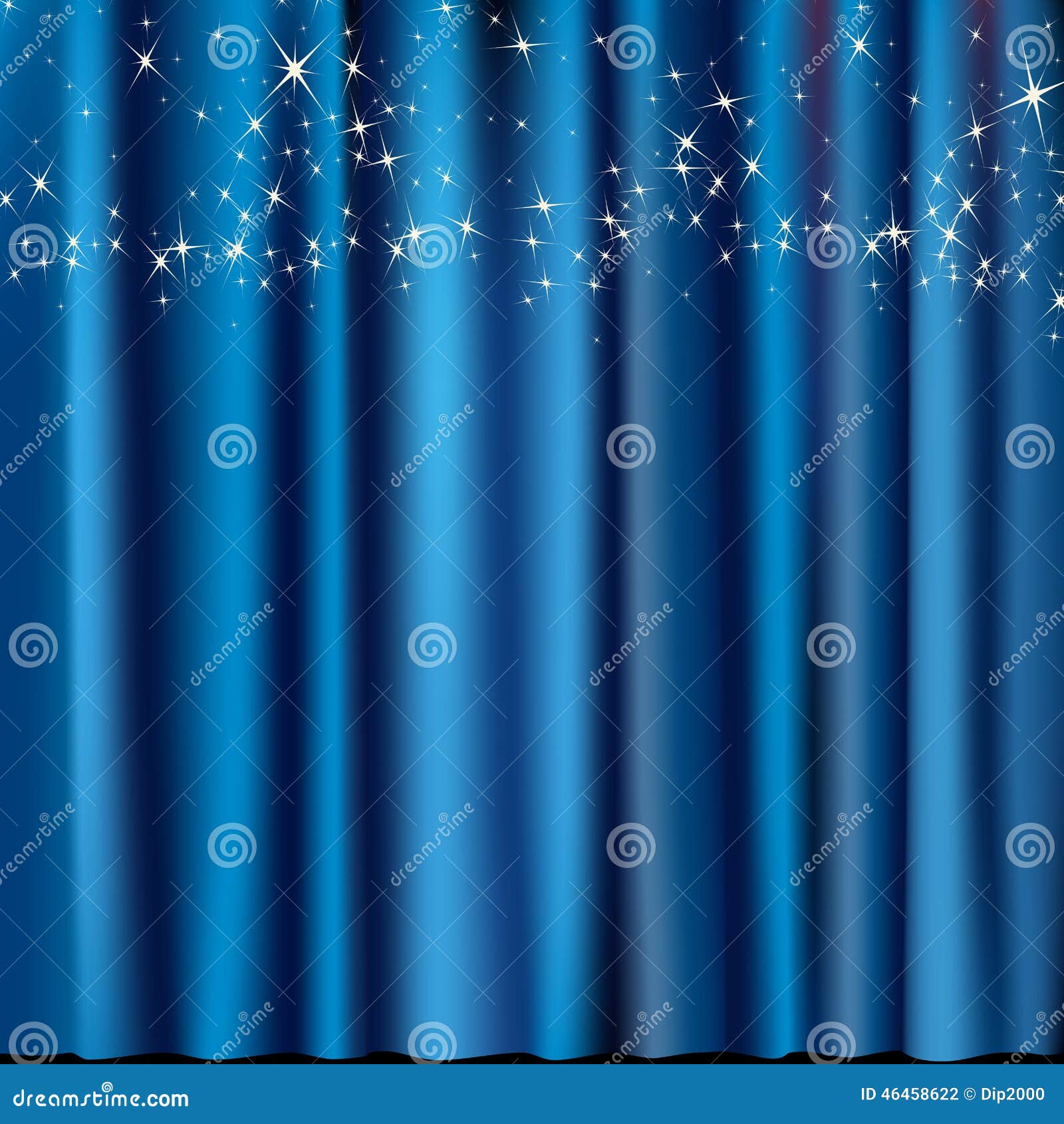 Blue curtain with stars stock vector. Illustration of background 46458622