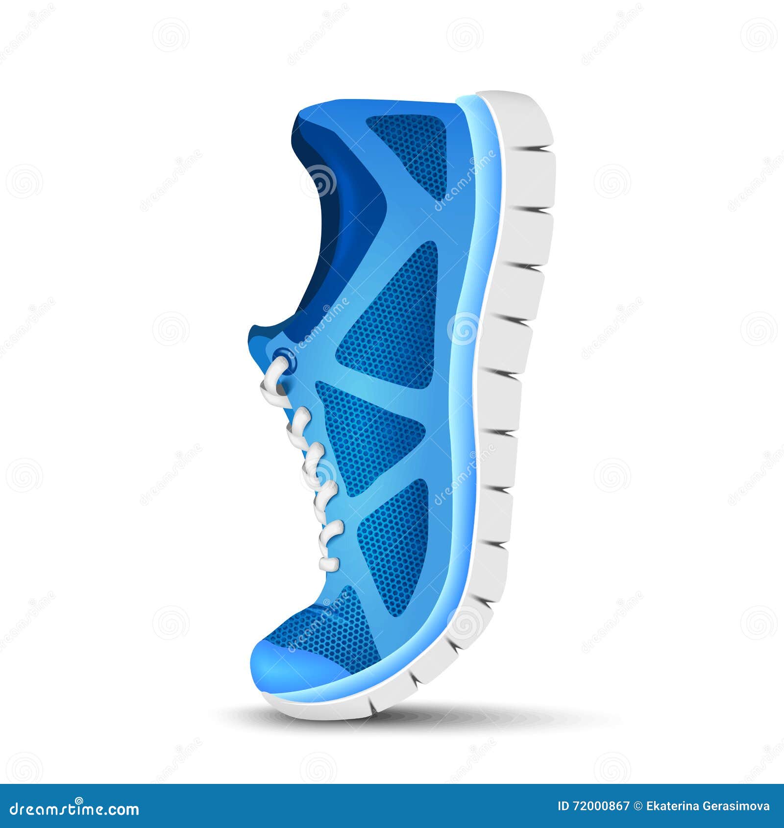 Blue Curved Sport Shoes for Running. Vector Illustration Stock Vector ...