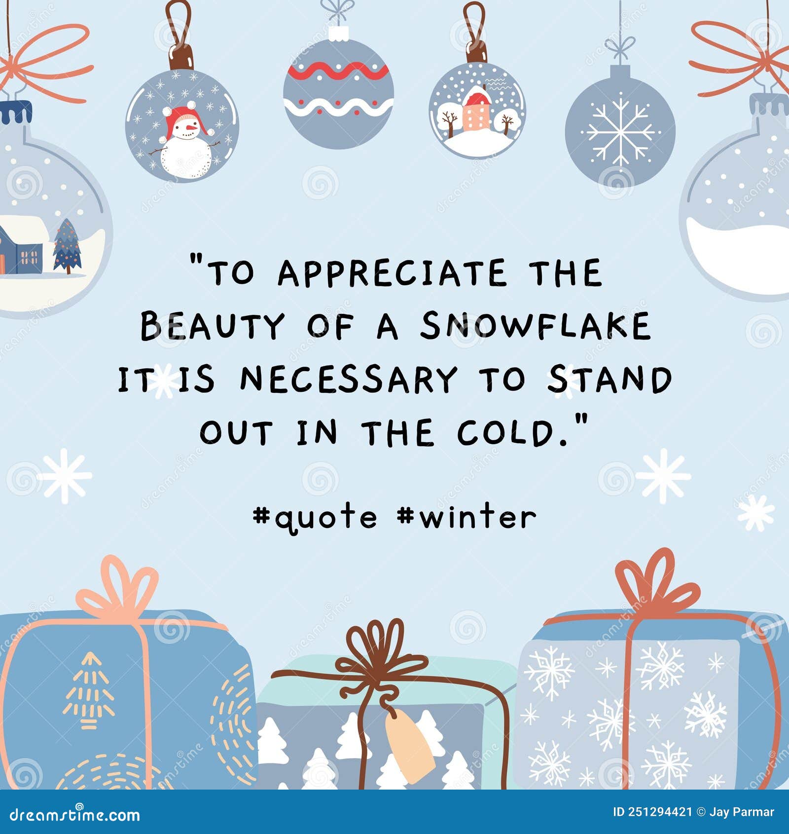 Blue Cute Winter Quote Instagram Post Stock Illustration Illustration