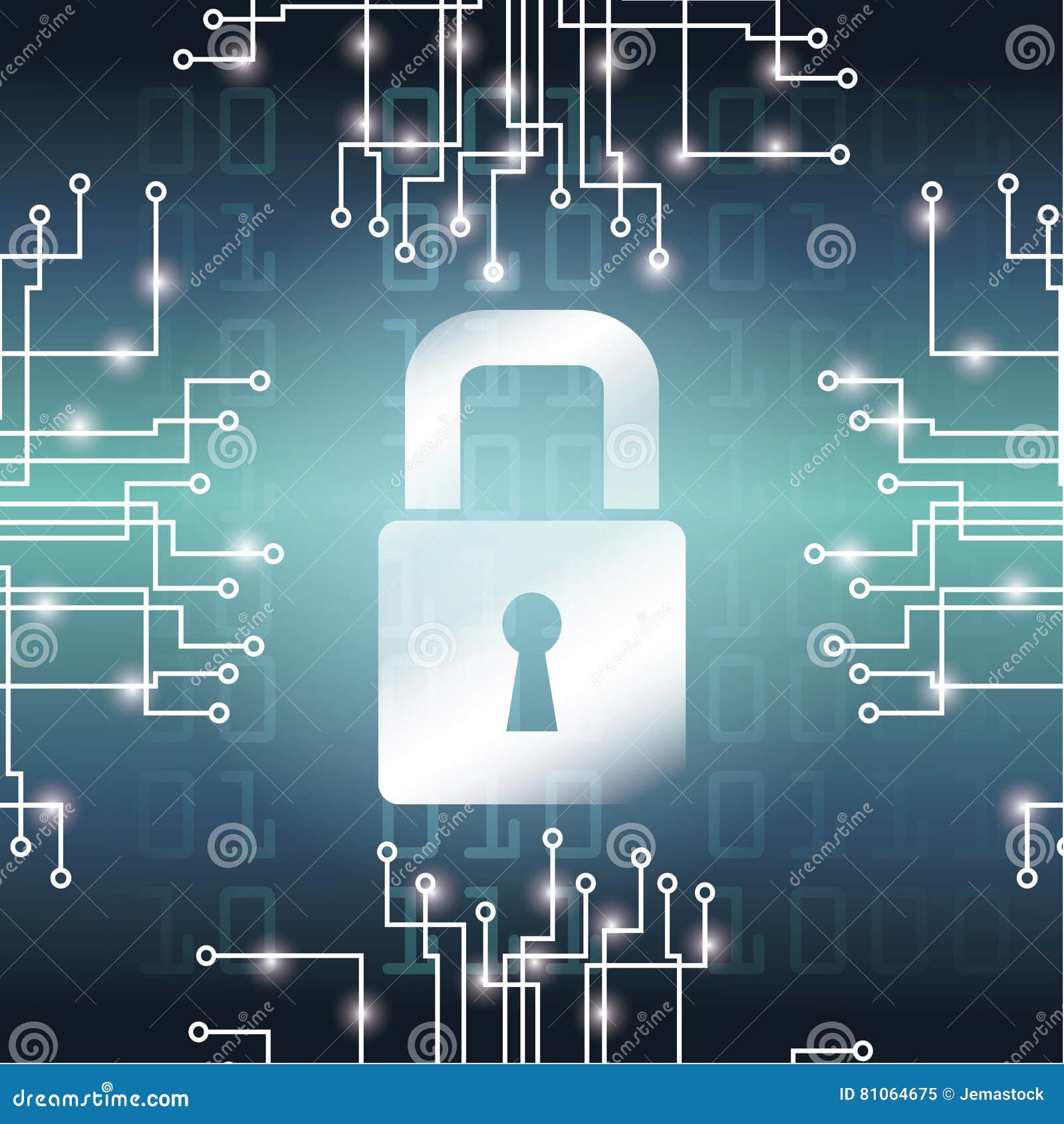 Blue Cyber Security System Design Stock Vector - Illustration of alert