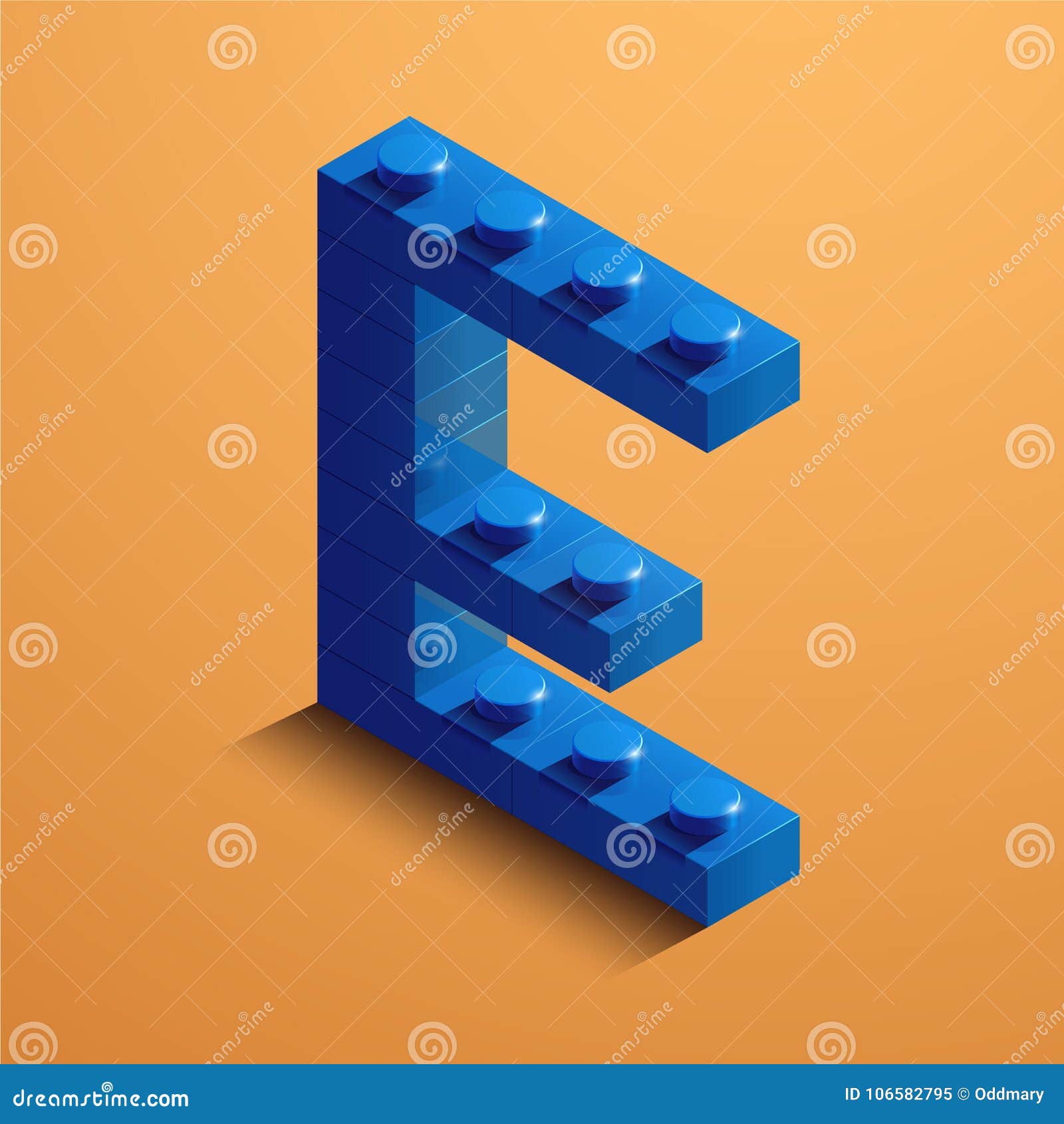 3d Isometric Letter E Of The Alphabet 3d Isometric Plastic Letter From The Constructor Blocks Stock Vector Illustration Of Fount Block