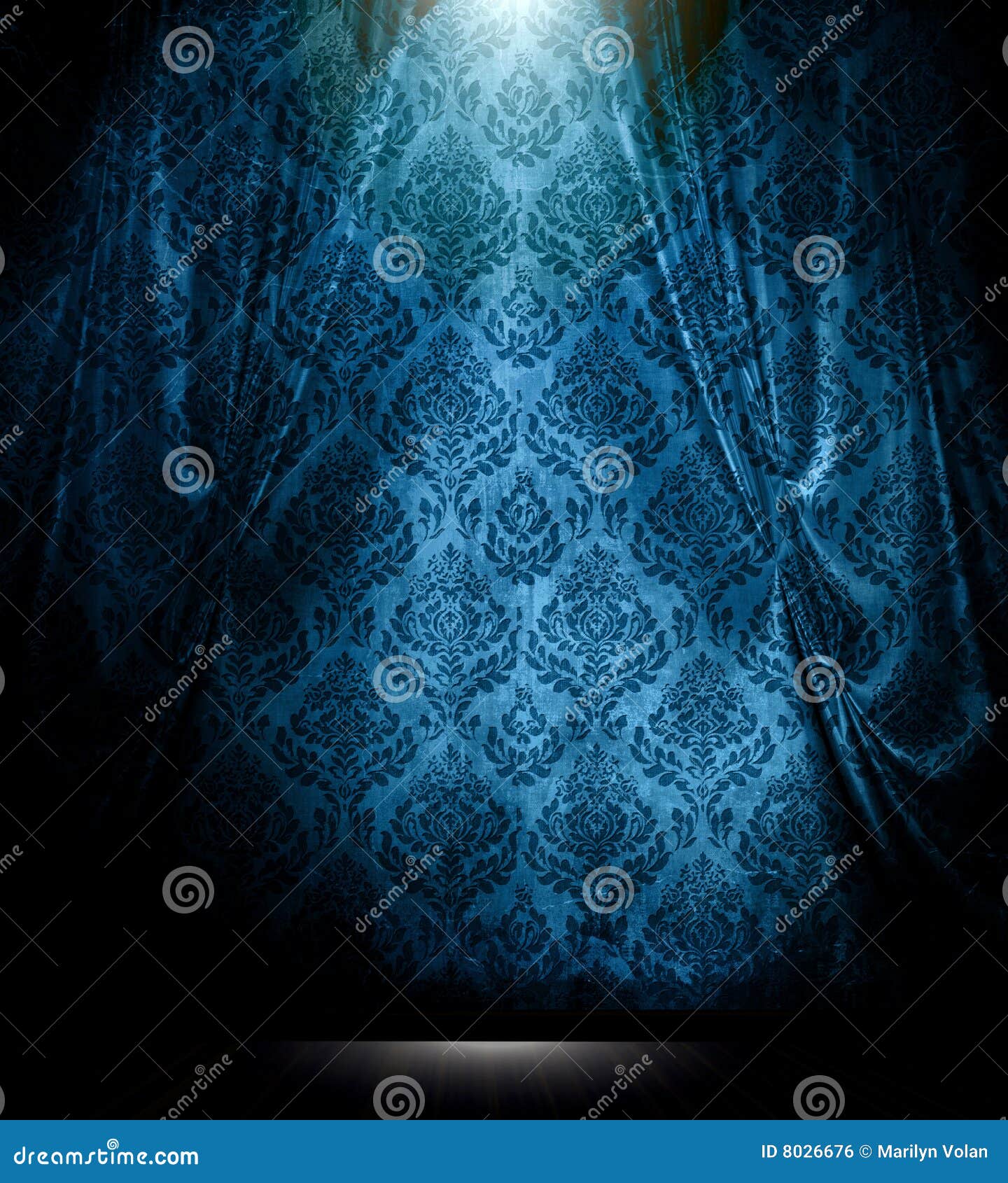 blue damask drape background