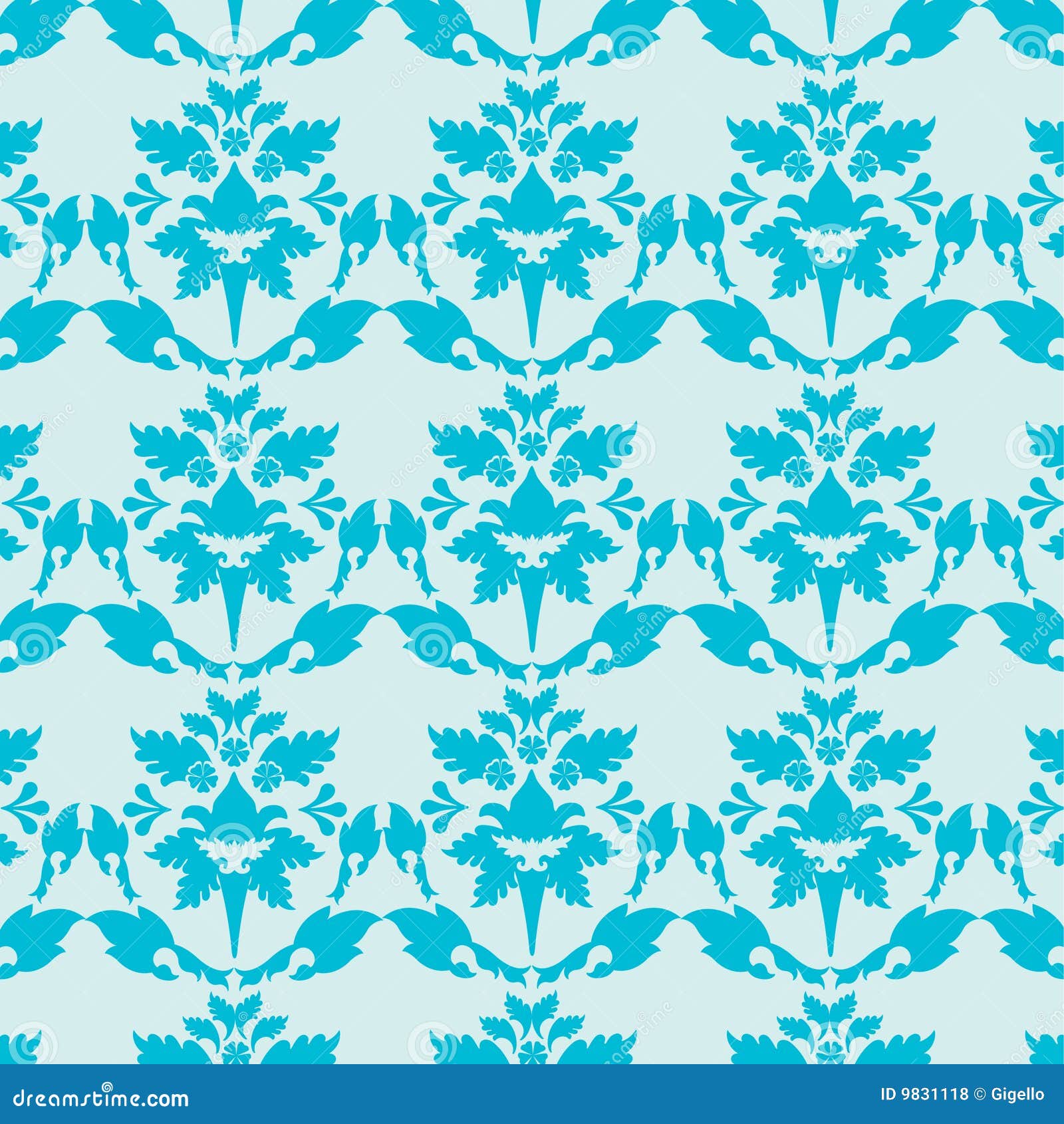 Blue damask wallpaper stock vector. Illustration of silk 9831118