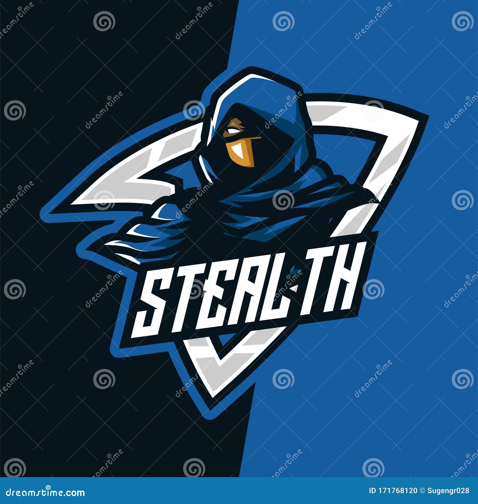 Blue Darkness Stealth E-sport Mascot Logo Stock Vector - Illustration
