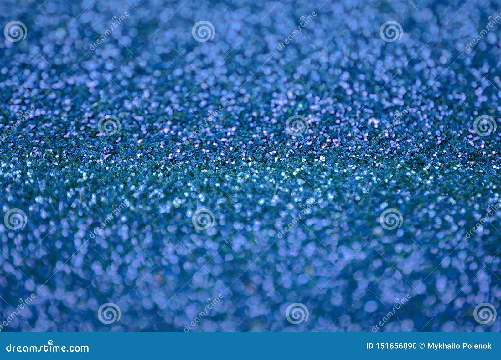 Blue Decorative Sequins. Background Image with Shiny Bokeh Lights from