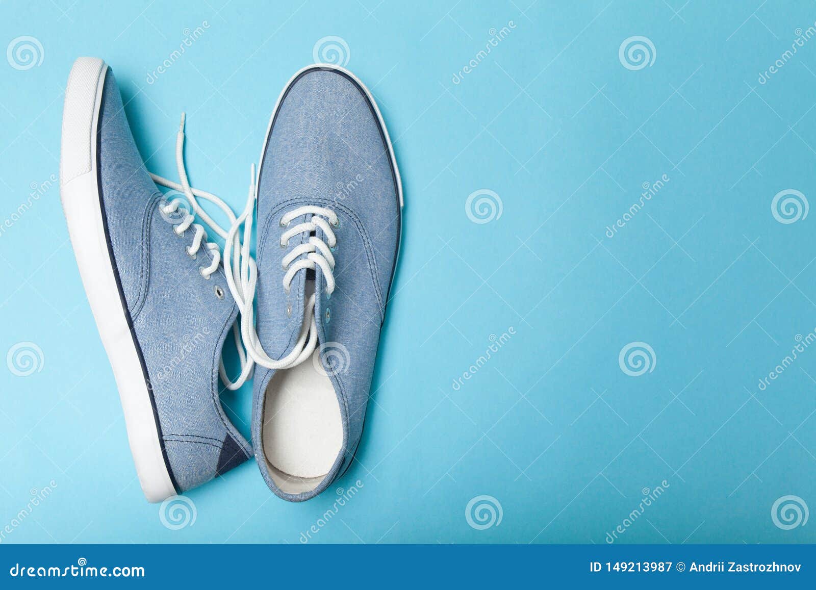 Blue Denim Canvas Casual Shoes Stock Image - Image of shoelace ...